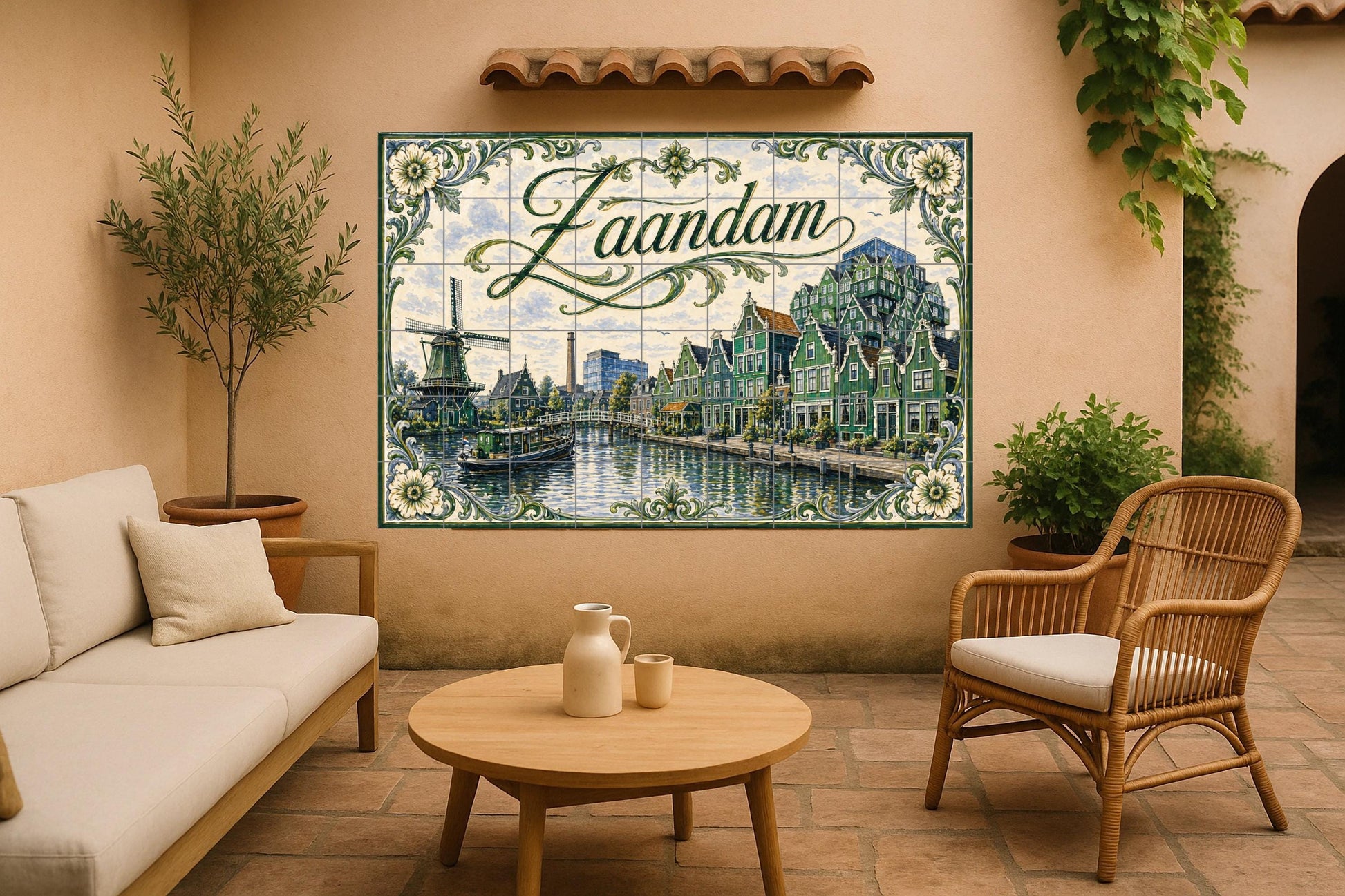 Zaandam, Países Bajos, decoración de pared c — Fresque Murale en Carreaux de Céramique · Paysage Urbain en Carreaux
