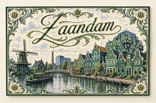Zaandam, Países Bajos, decoración de pared c — Cityscape in Tile · Tile Wall Art