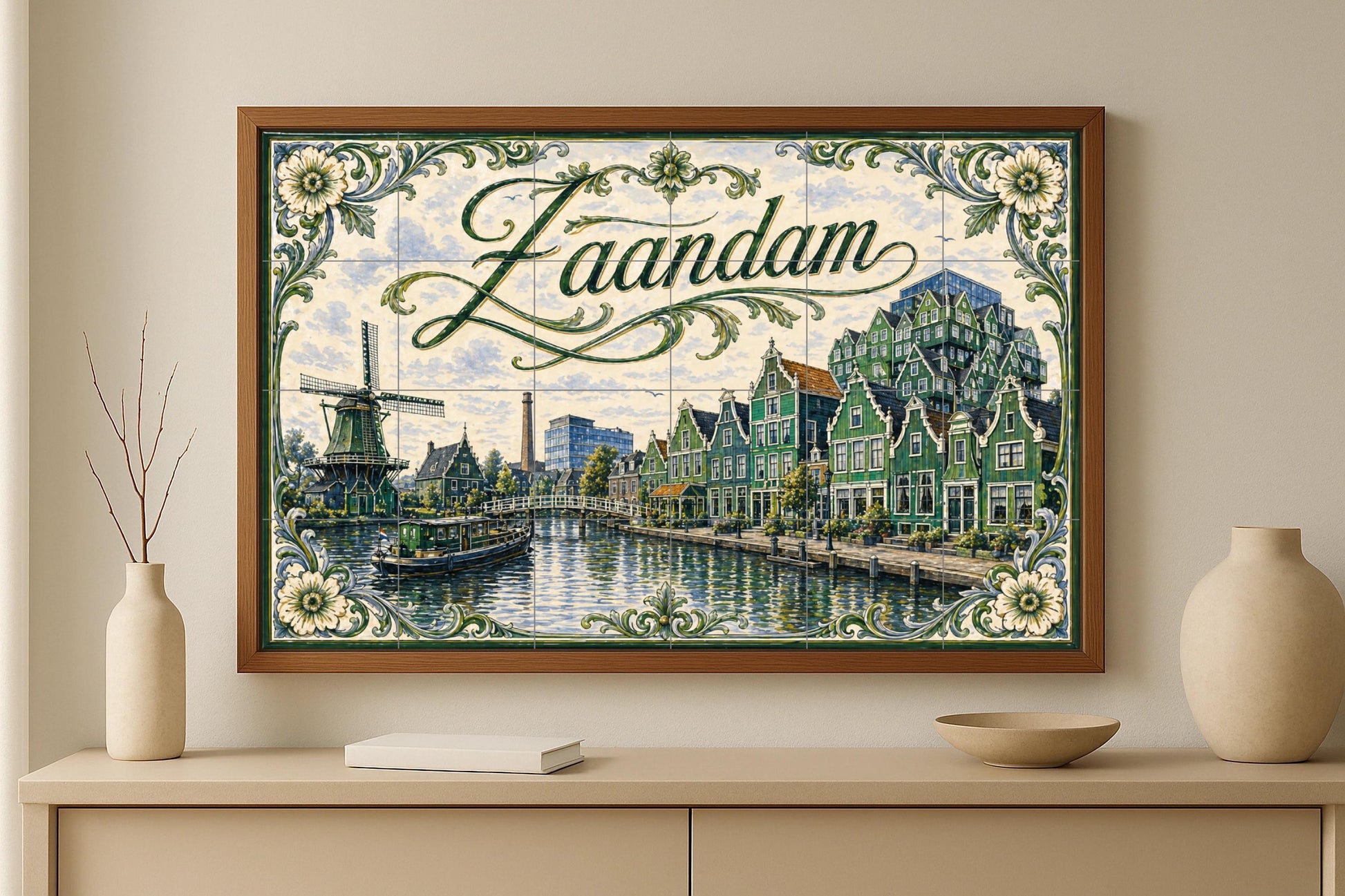 Zaandam, Países Bajos, decoración de pared c — Fresque Murale en Carreaux de Céramique · Paysage Urbain en Carreaux