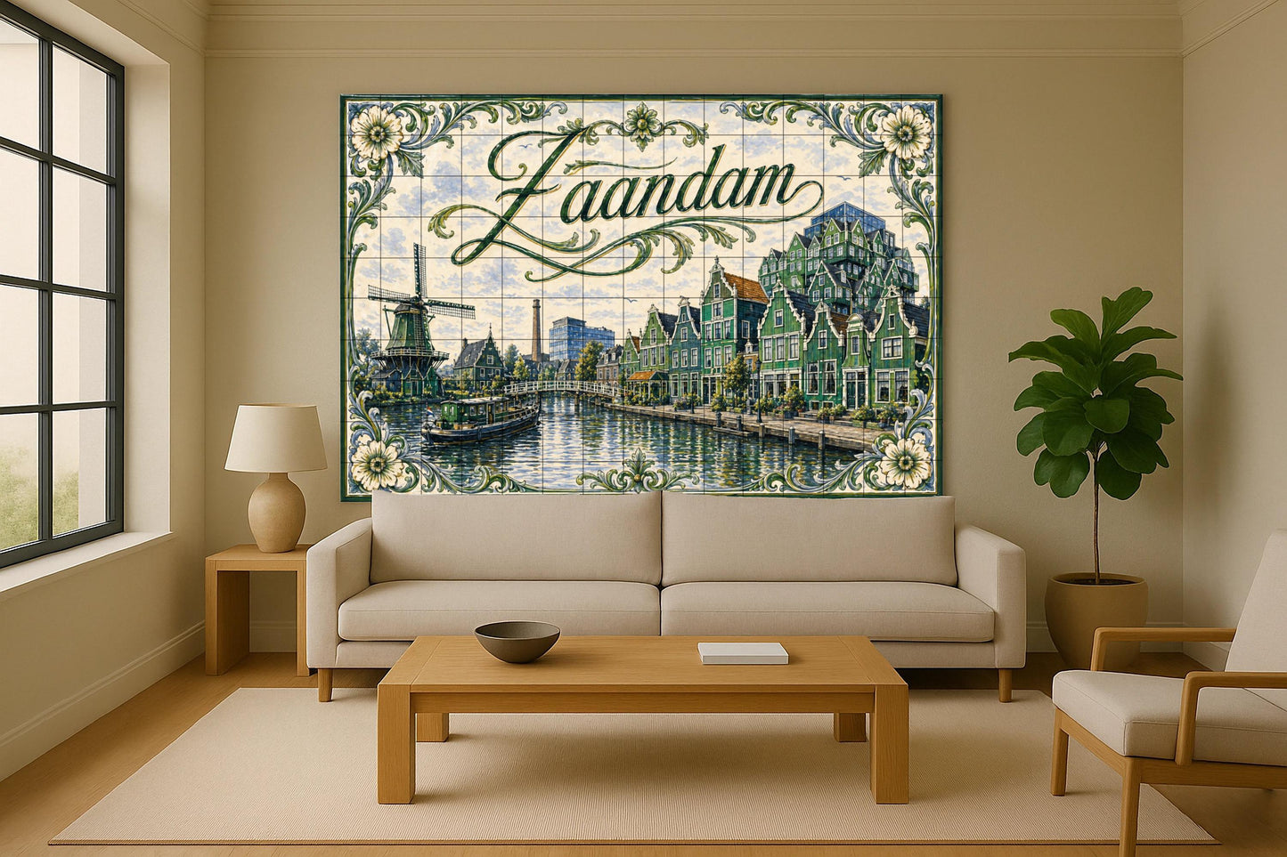 Zaandam, Países Bajos, decoración de pared c — Fresque Murale en Carreaux de Céramique · Paysage Urbain en Carreaux