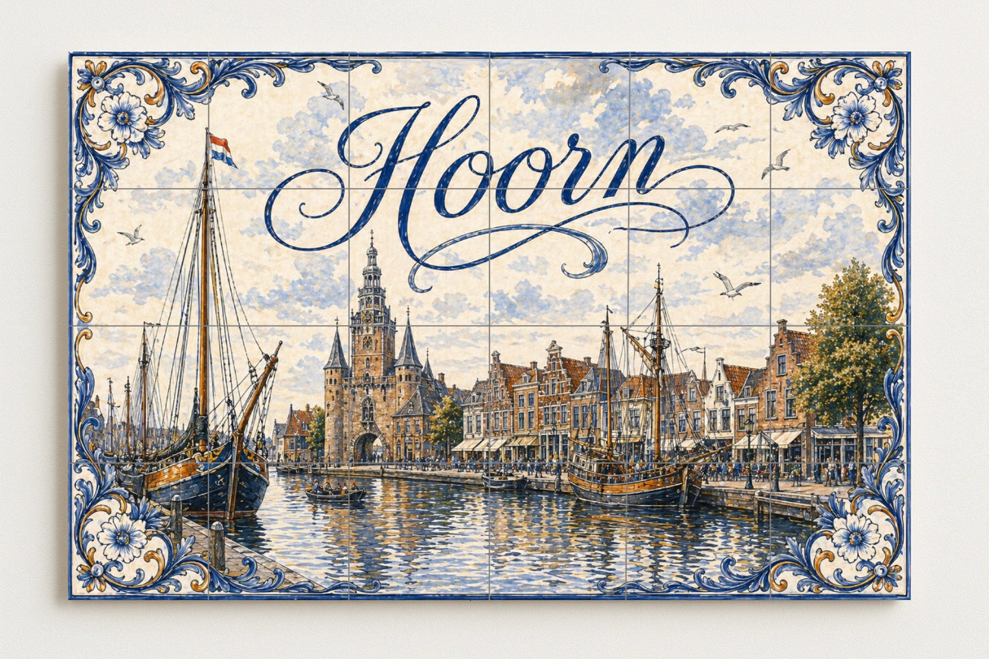Fliesenbild Del puerto histórico de Hoorn, barcos de vela h — Nautischer Wanddekor