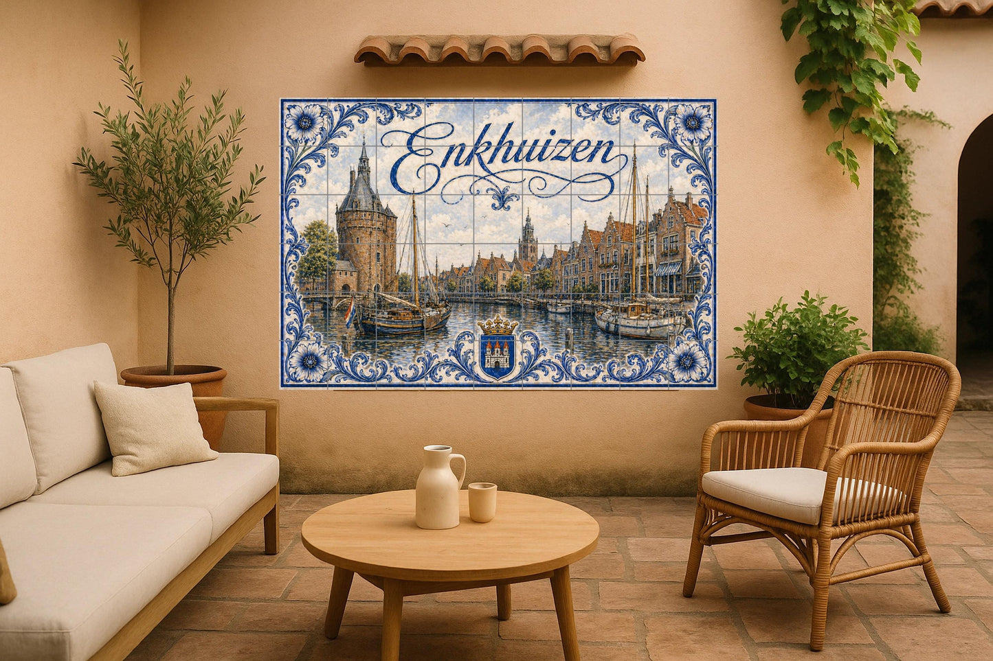 Enkhuizen, veleros du Port Hollandais, Art — Fresque Murale en Carreaux de Céramique · Art Marin et Côtier