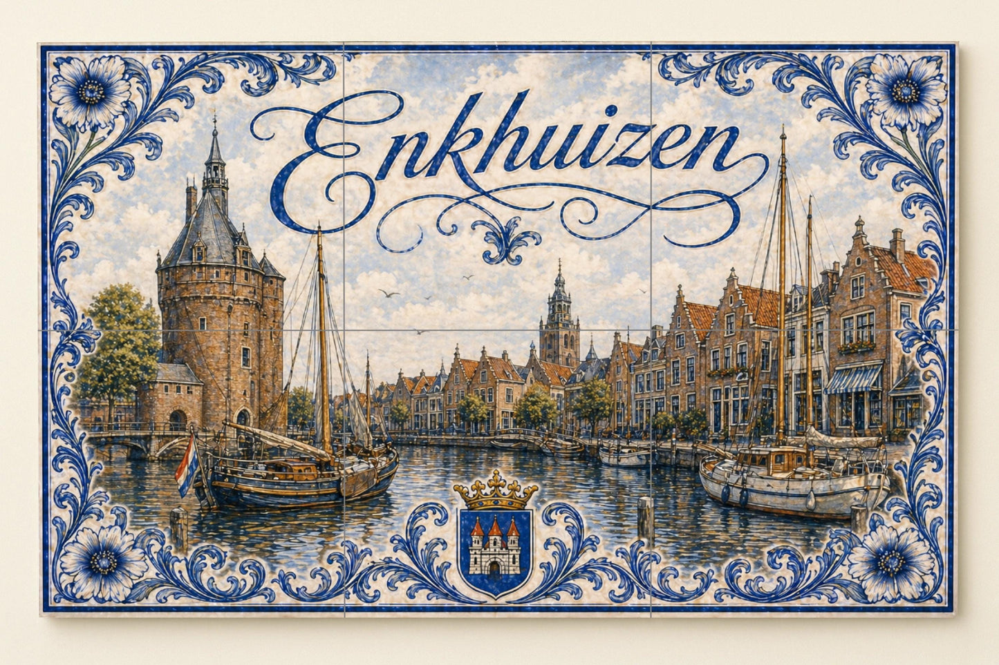 Enkhuizen, veleros du Port Hollandais, Art — Fresque Murale en Carreaux de Céramique · Art Marin et Côtier