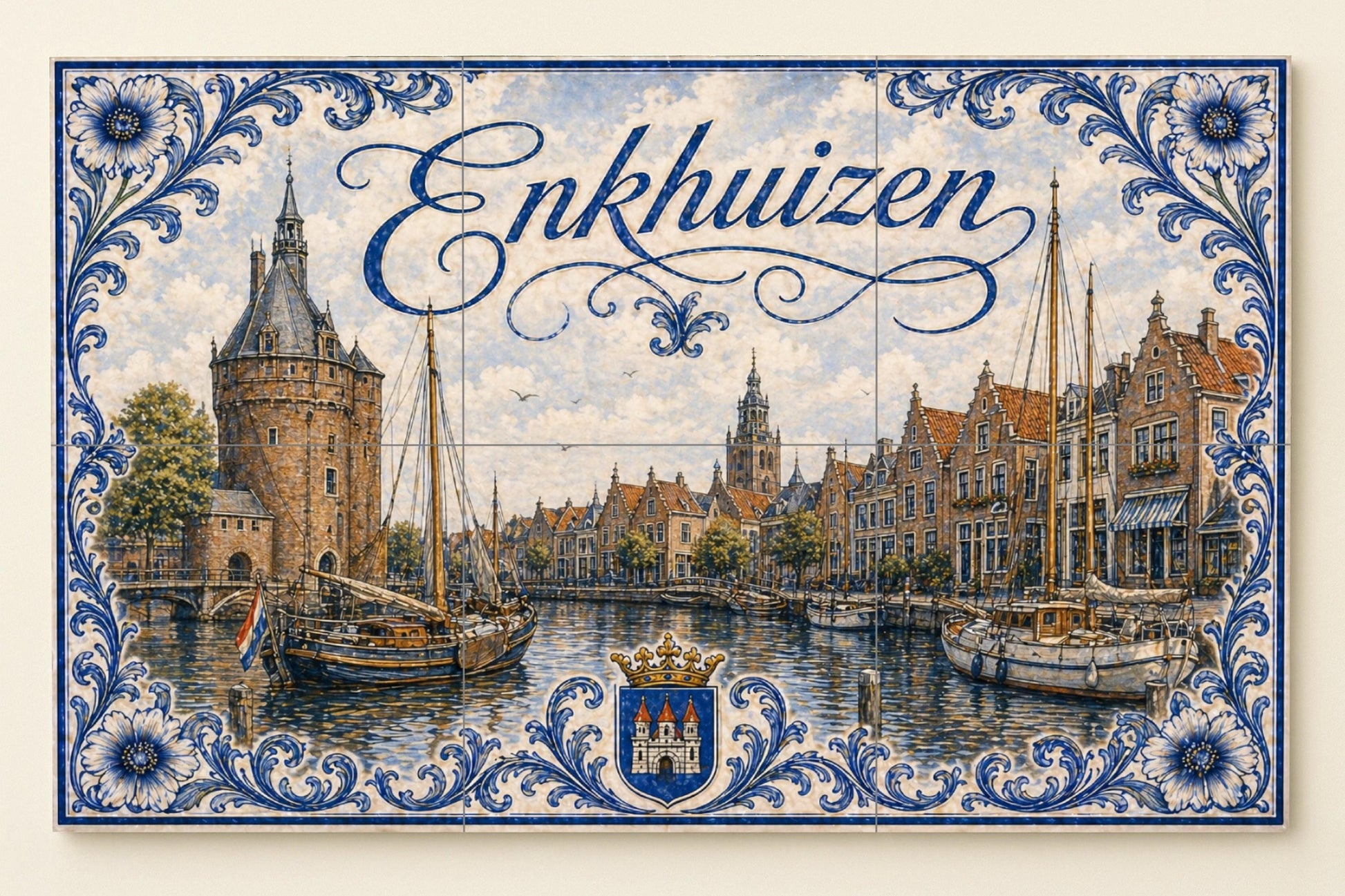 Enkhuizen, veleros du Port Hollandais, Art — Fresque Murale en Carreaux de Céramique · Art Marin et Côtier