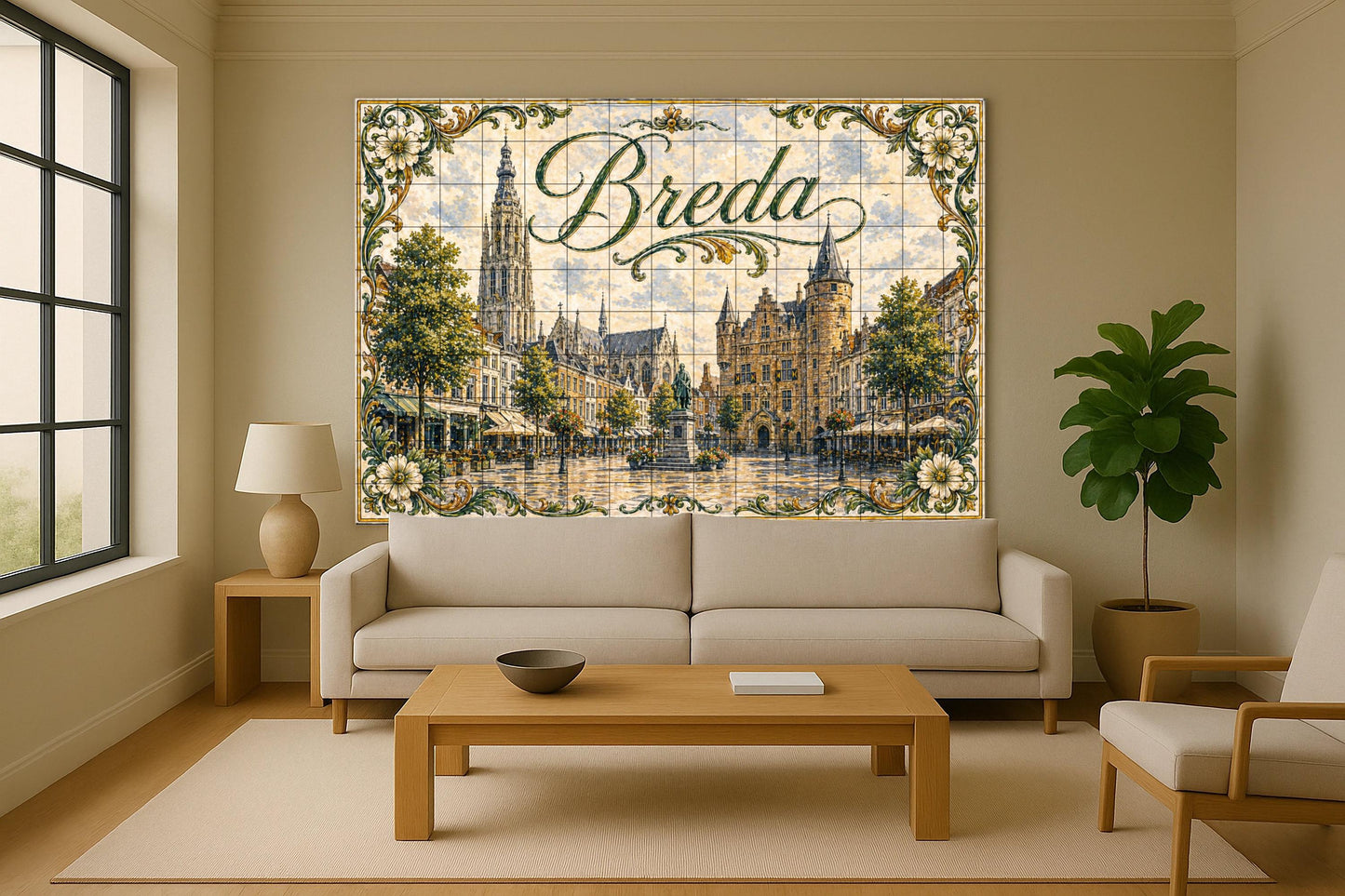 Platz des Markt Historisch von Breda, Gro — Fliesen-Wandbild aus Keramik · Rustikale Bauernhaus-Kunst