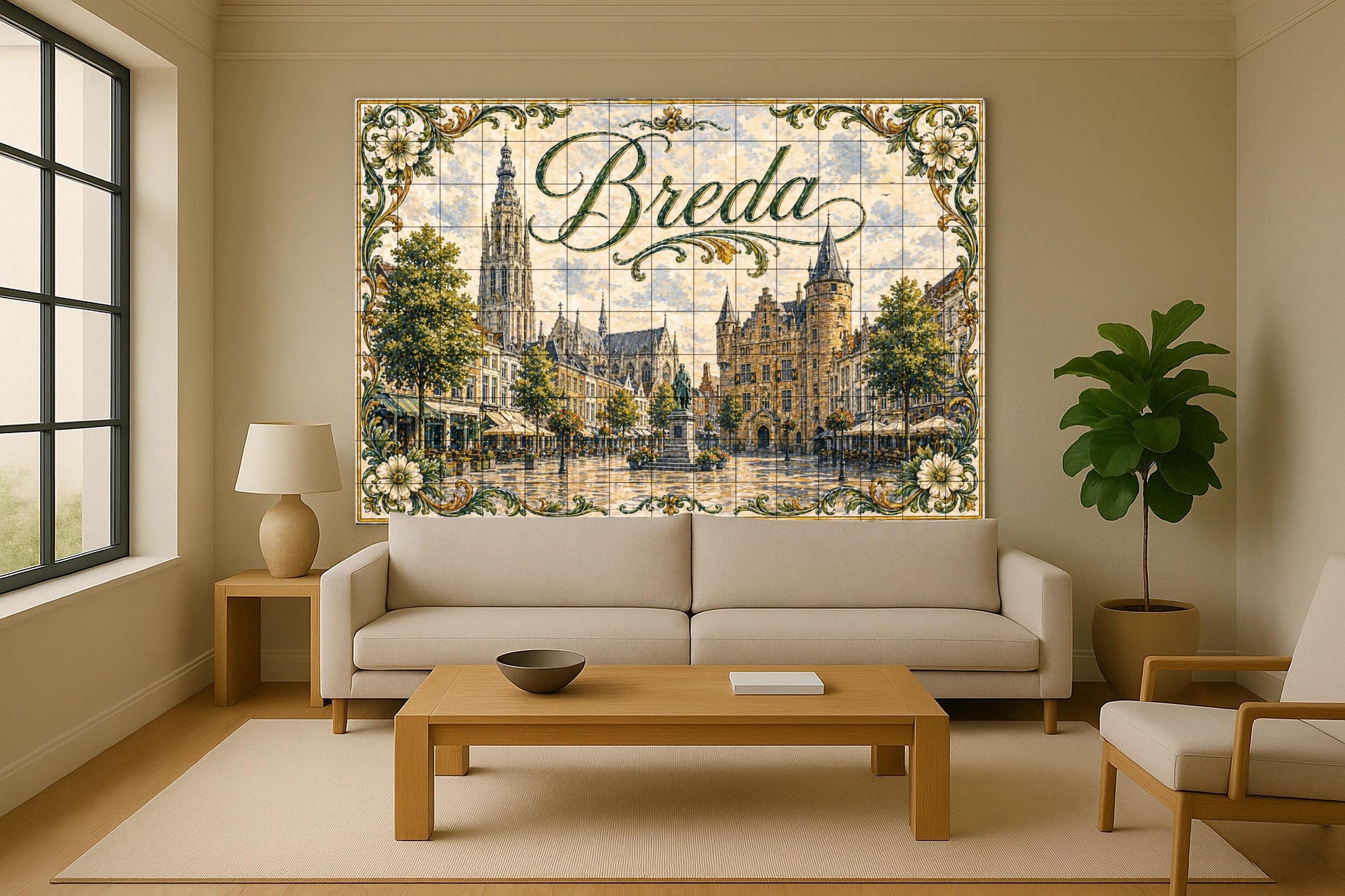 Platz des Markt Historisch von Breda, Gro — Fliesen-Wandbild aus Keramik · Rustikale Bauernhaus-Kunst