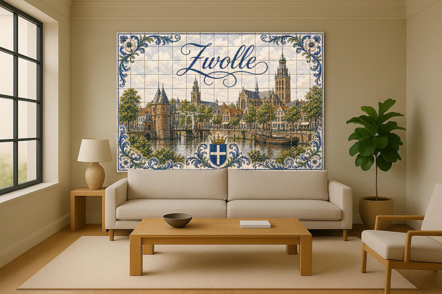 Fresque en Carrelage Zwolle, canales históricos, torres — Fresque à Motifs Décoratifs