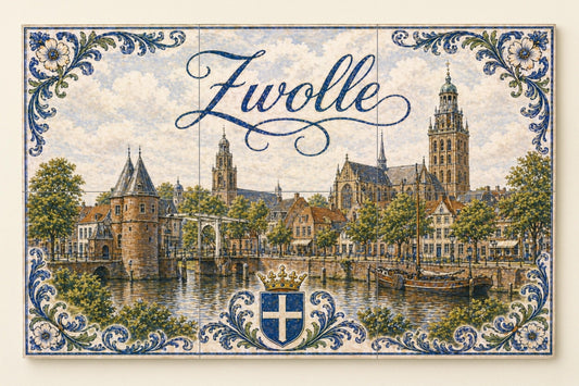 Zwolle, canales históricos, torres — Folk & Ornamental Art · Ceramic Tile Mural