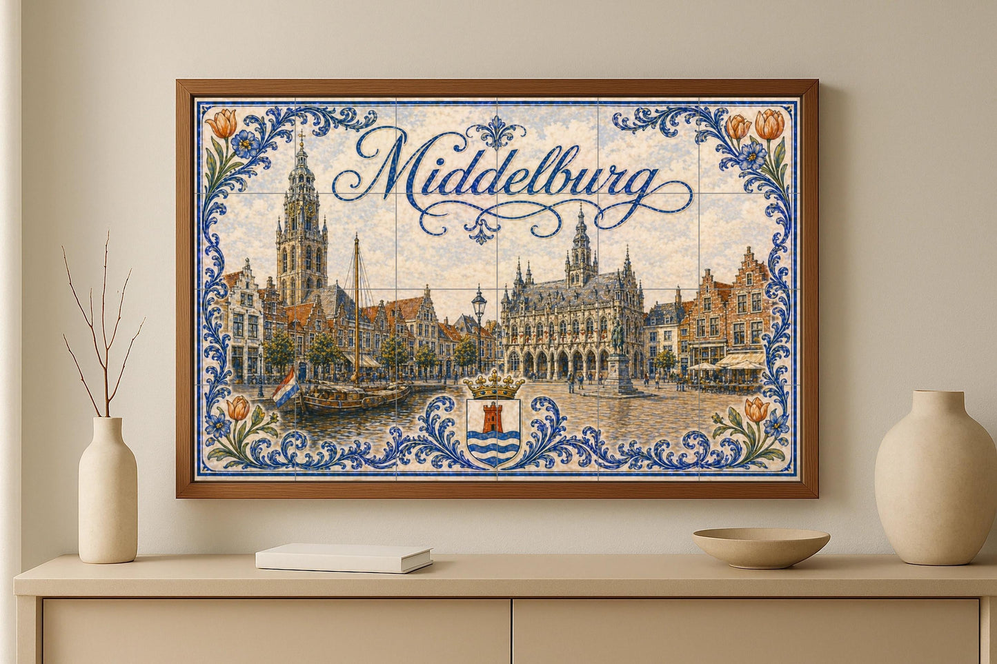 Platz des Markt Historisch von Breda, Gro — Fliesen-Wandbild aus Keramik · Rustikale Bauernhaus-Kunst