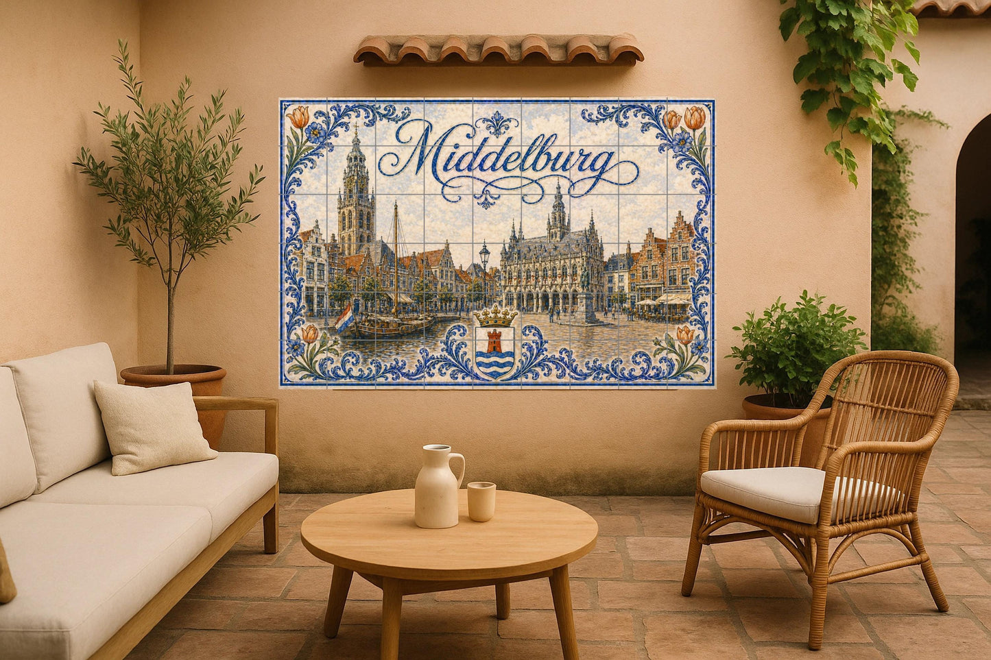Platz des Markt Historisch von Breda, Gro — Fliesen-Wandbild aus Keramik · Rustikale Bauernhaus-Kunst