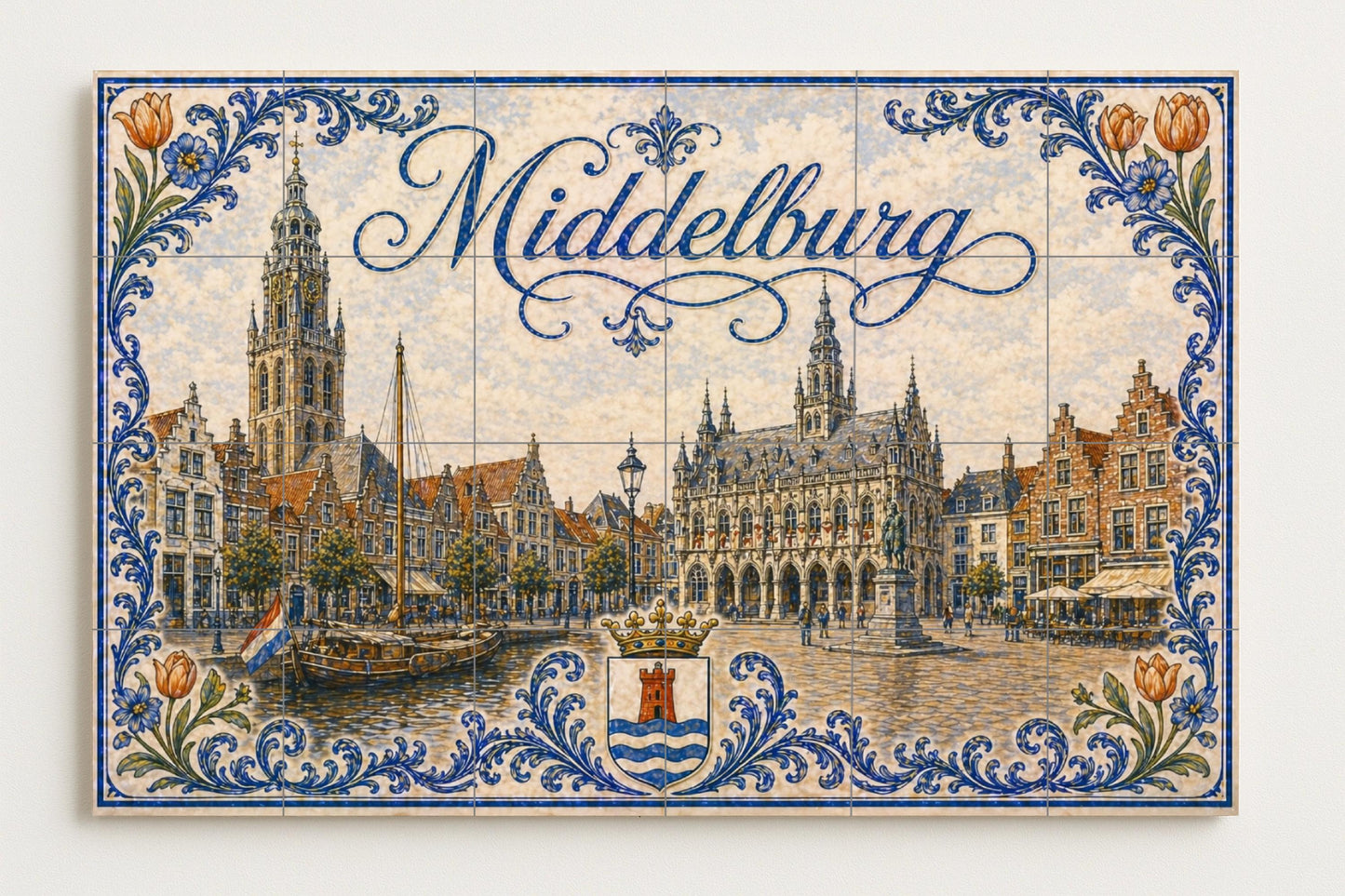 Platz des Markt Historisch von Breda, Gro — Fliesen-Wandbild aus Keramik · Rustikale Bauernhaus-Kunst