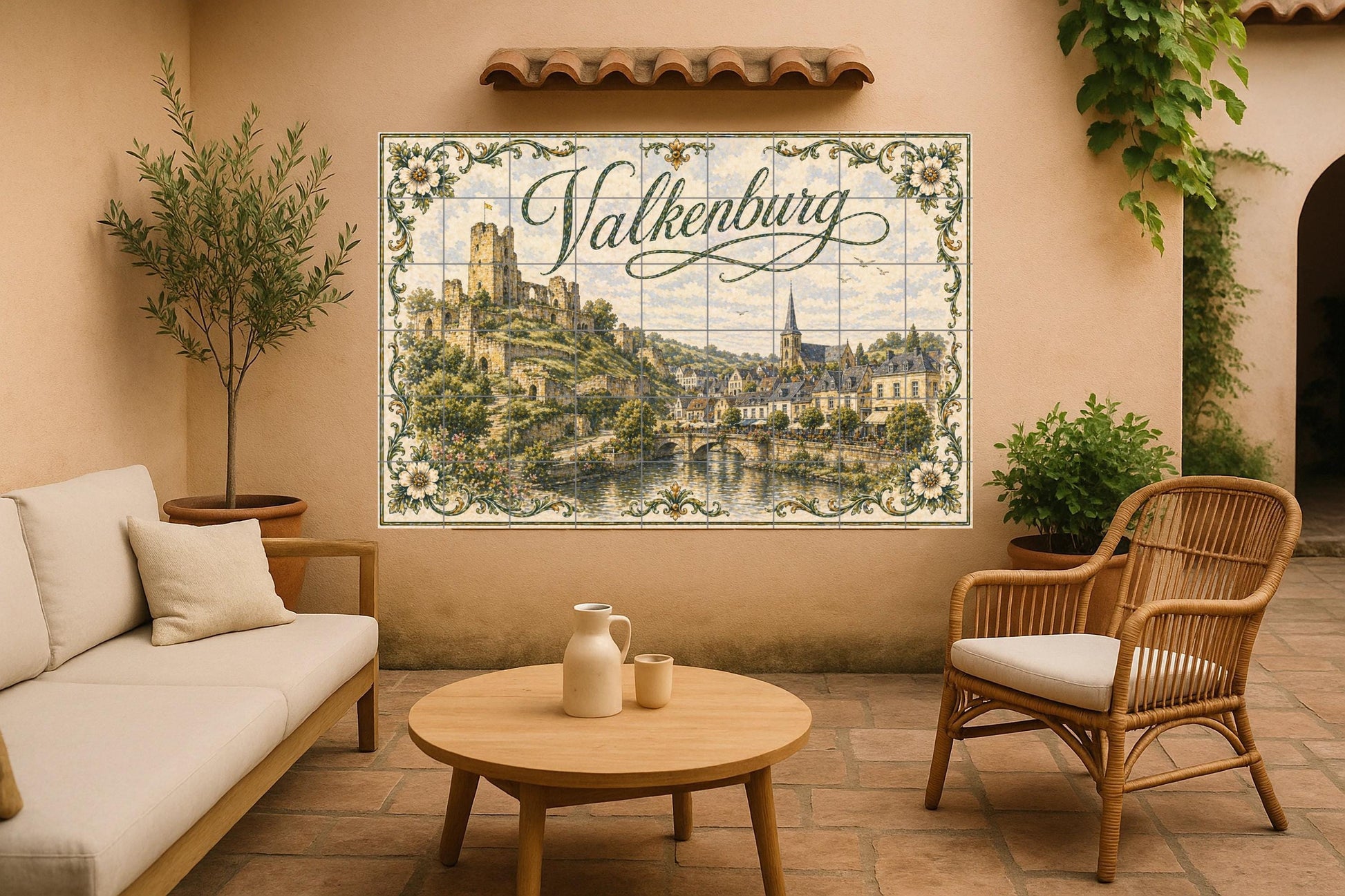 Murale in Piastrelle Ruinas del Castello di Valkenburg, Arte — Decoro d'Arte Popolare