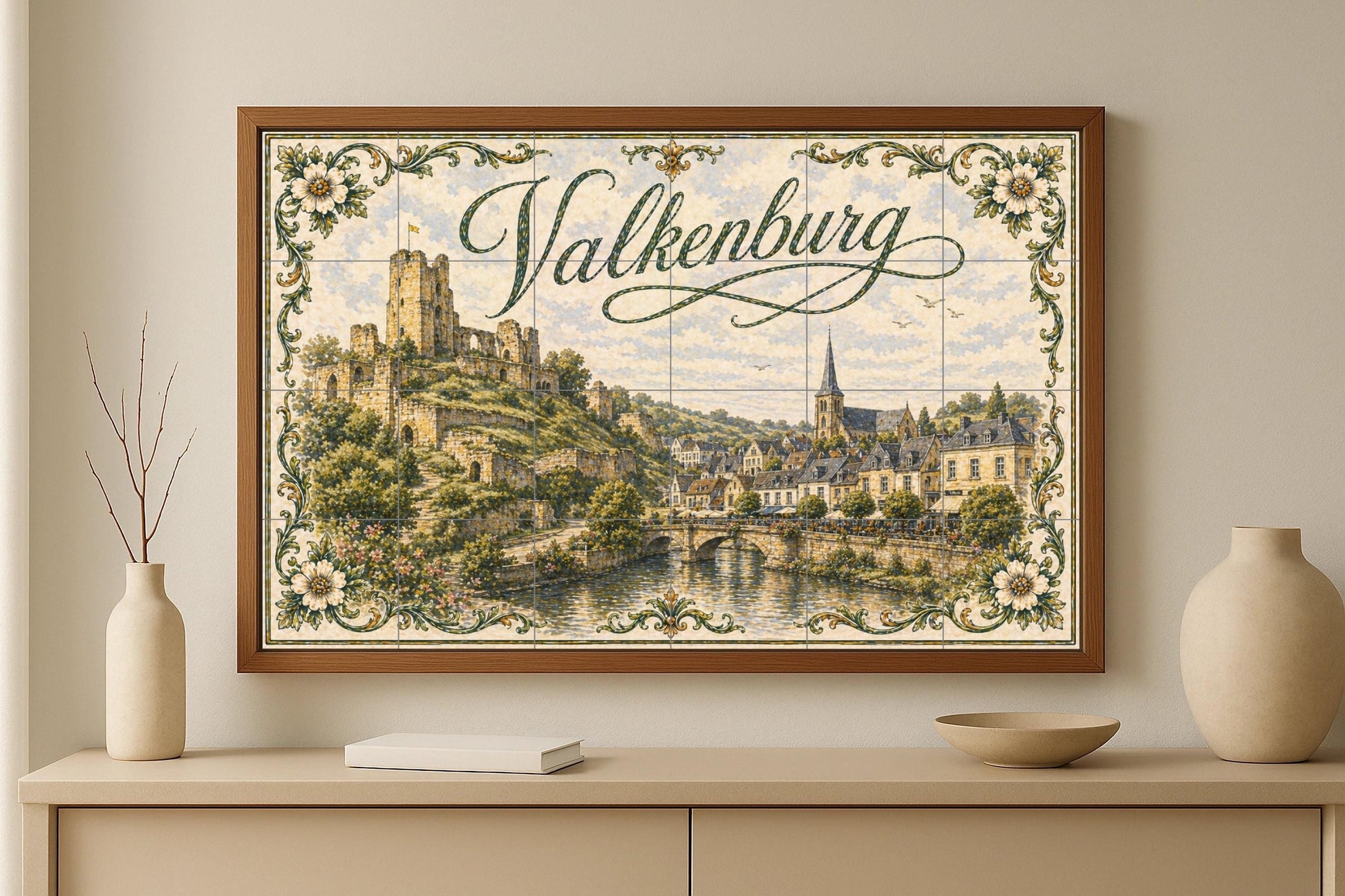 Murale in Piastrelle Ruinas del Castello di Valkenburg, Arte — Decoro d'Arte Popolare