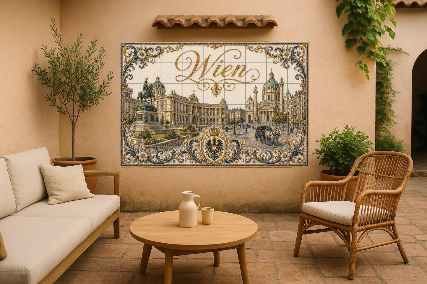 Murale in Piastrelle Del Palazzo di Hofburg di Vienna, Austria, Karls — Decoro di Viaggio