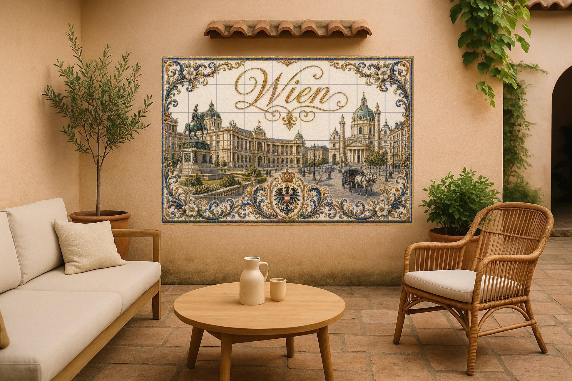 Murale in Piastrelle Del Palazzo di Hofburg di Vienna, Austria, Karls — Decoro di Viaggio
