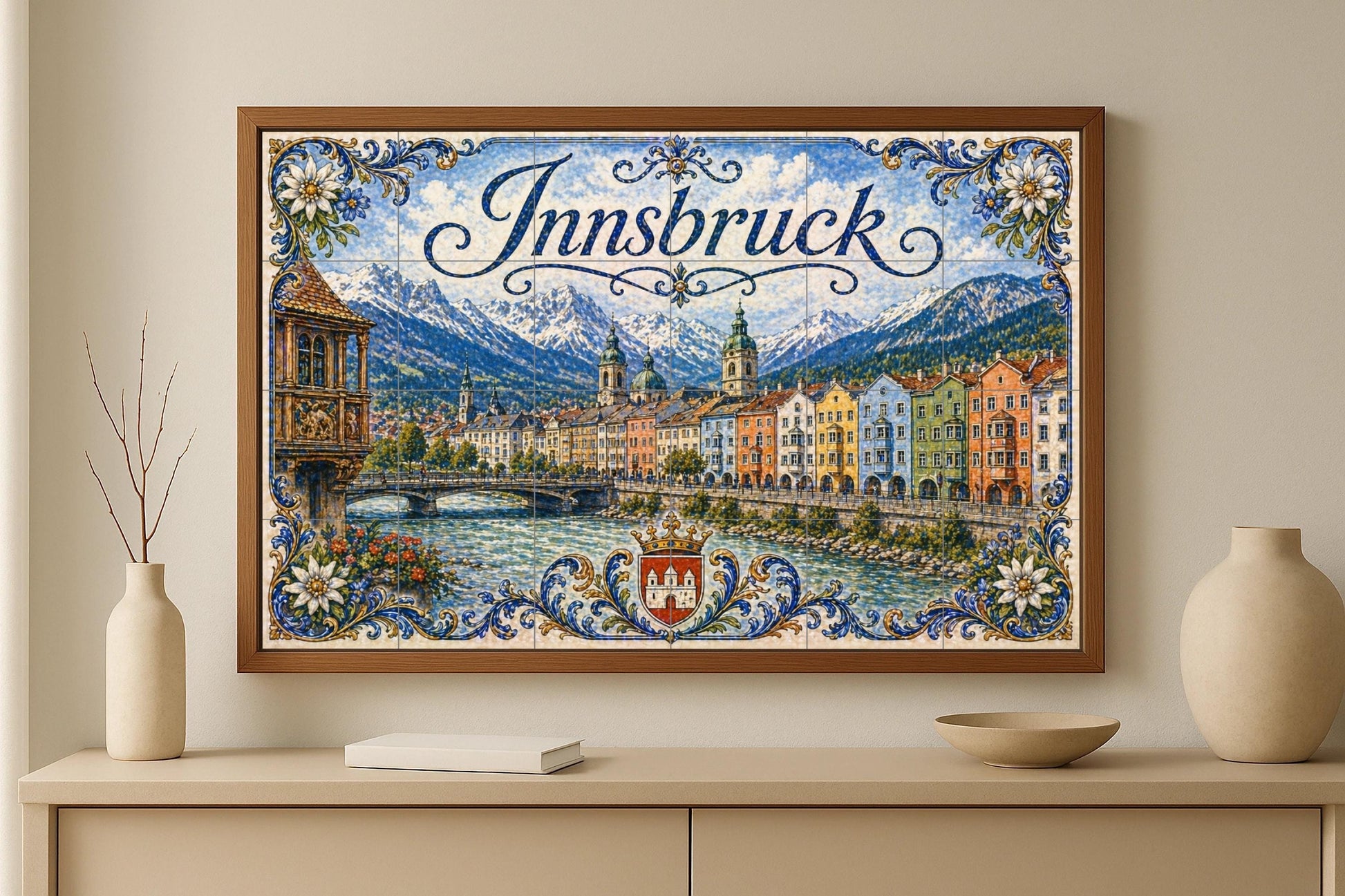 Fresque en Carrelage En los Alpes de Innsbruck, Austria, coloridas c — Paysage Urbain en Carreaux
