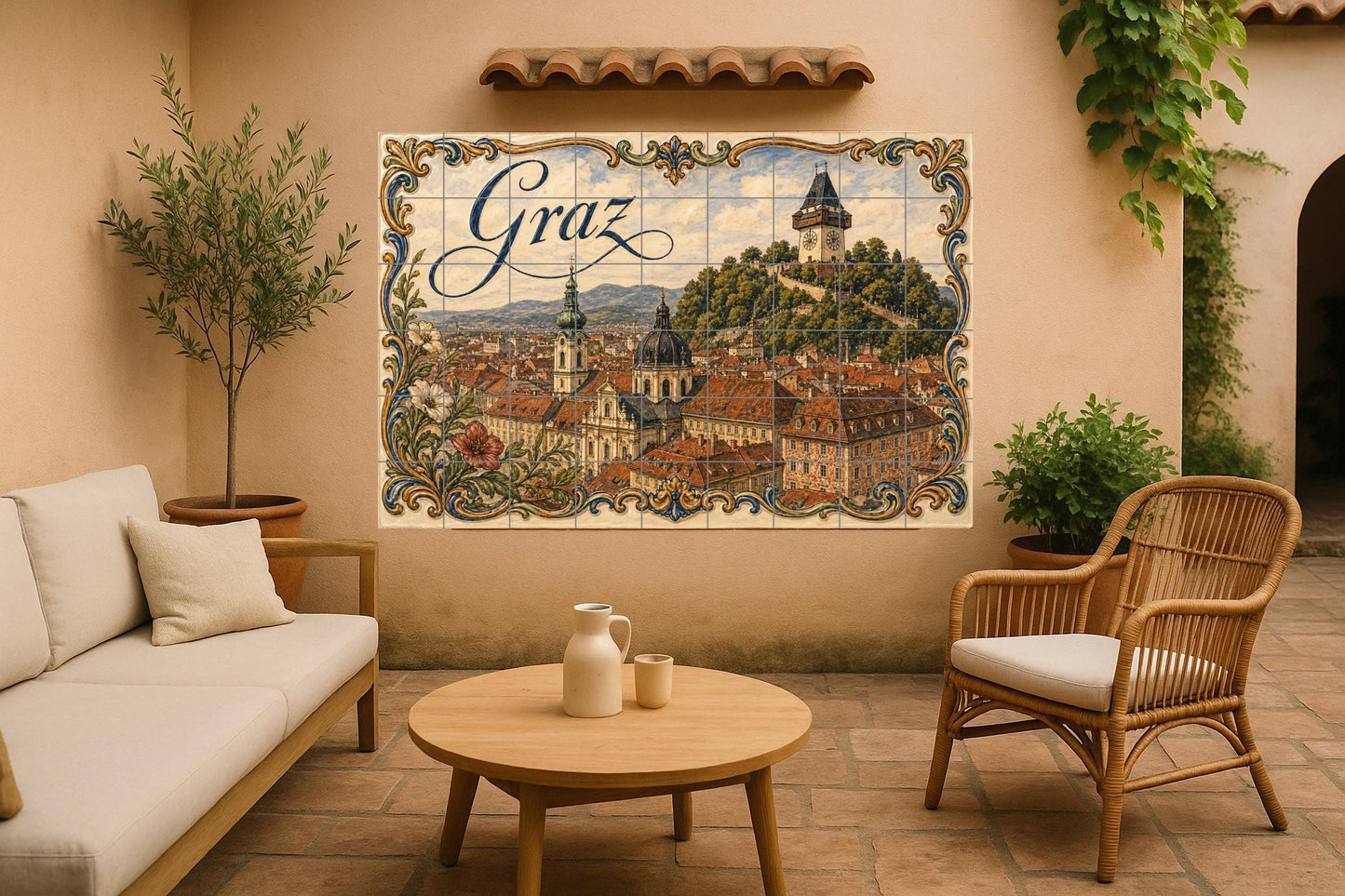 Tour du reloj de Schlossberg en Graz · Fresque Céramique — Fresque de Monument