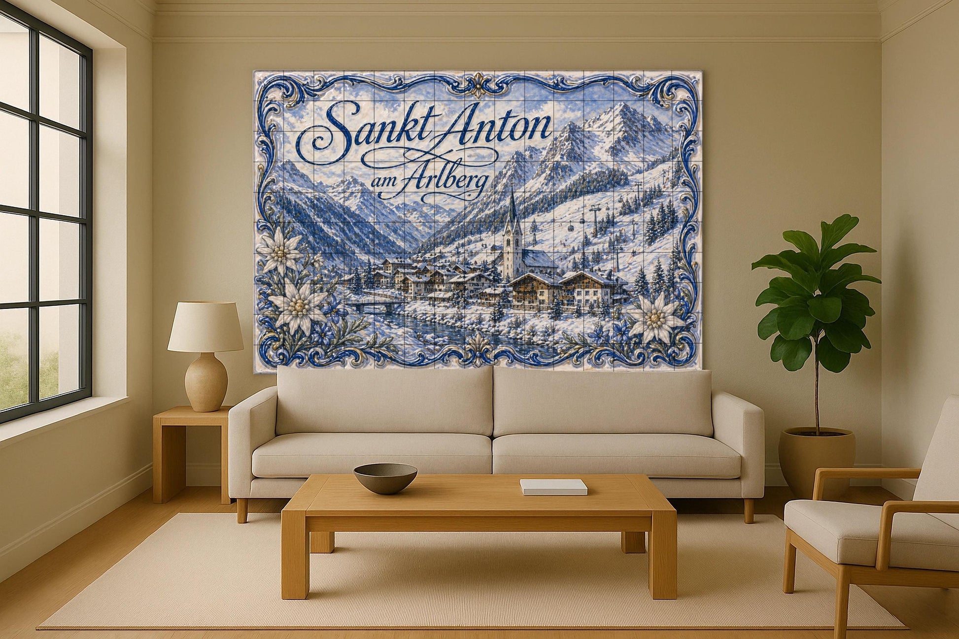 Sankt Anton am Arlberg, Austria, estación — Paysage Urbain en Carreaux, Art Mural en Céramique