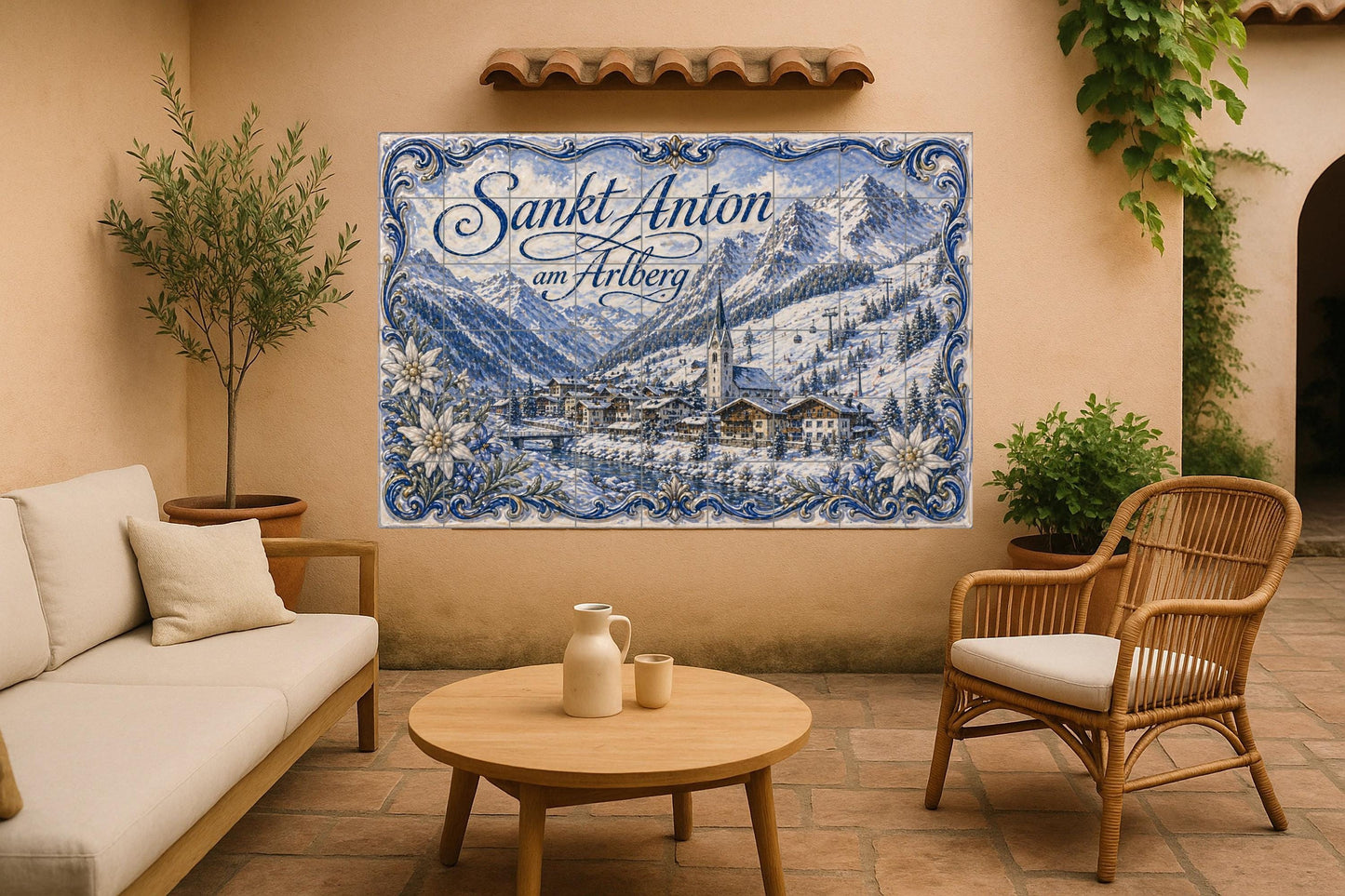 Sankt Anton am Arlberg, Austria, estación — Paysage Urbain en Carreaux, Art Mural en Céramique