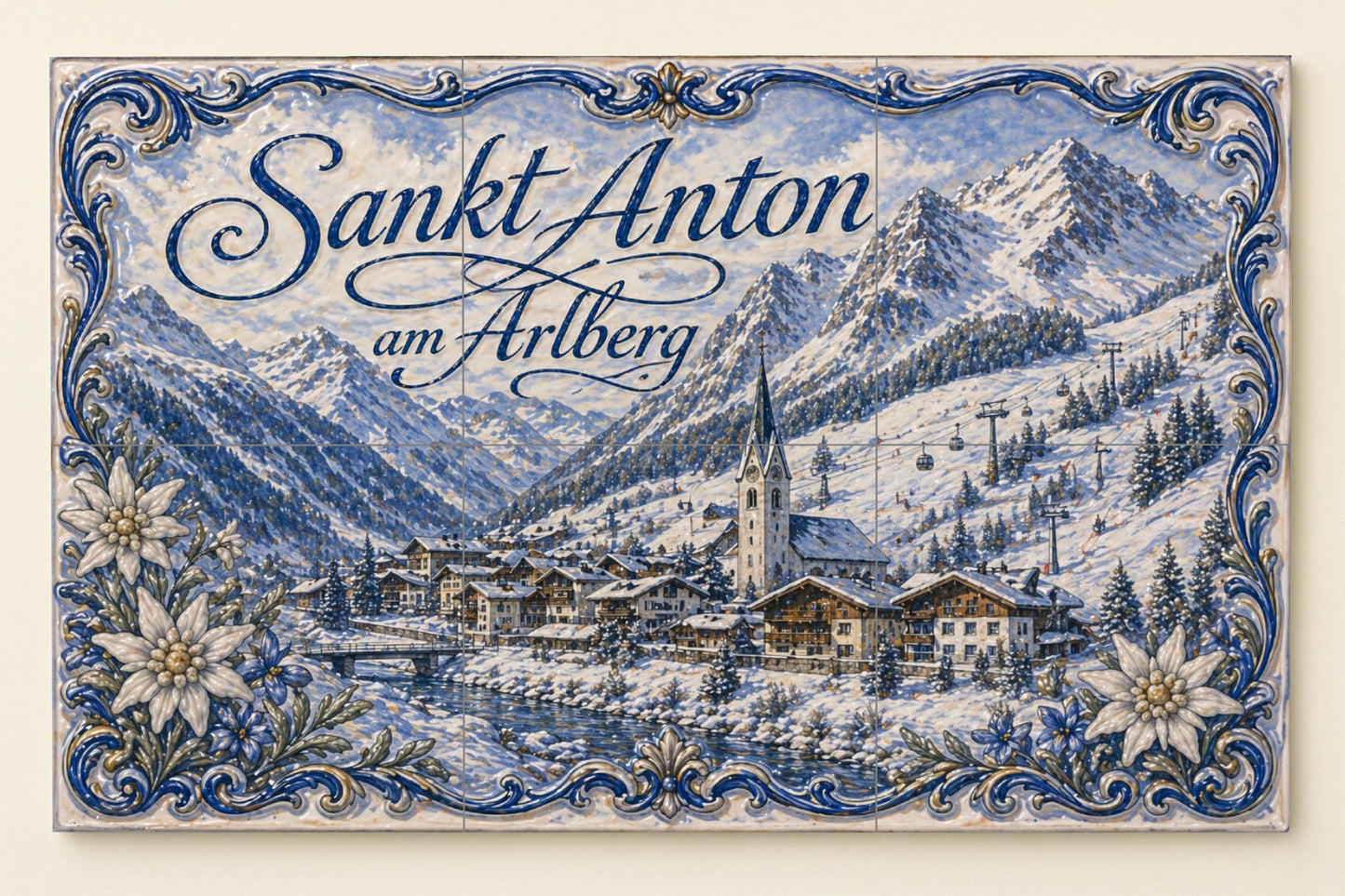 Sankt Anton am Arlberg, Austria, estación — Paysage Urbain en Carreaux, Art Mural en Céramique