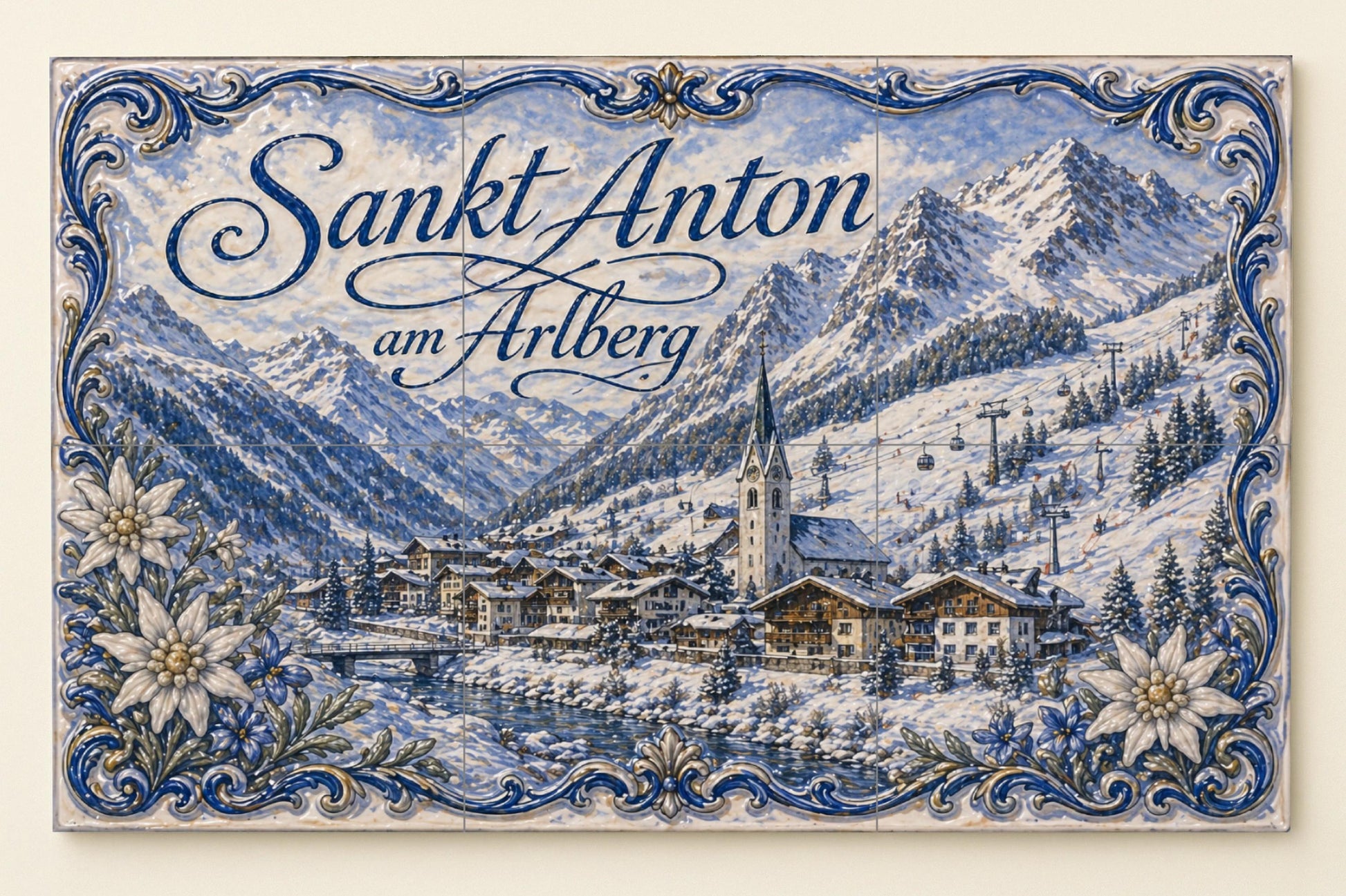 Sankt Anton am Arlberg, Austria, estación — Paysage Urbain en Carreaux, Art Mural en Céramique