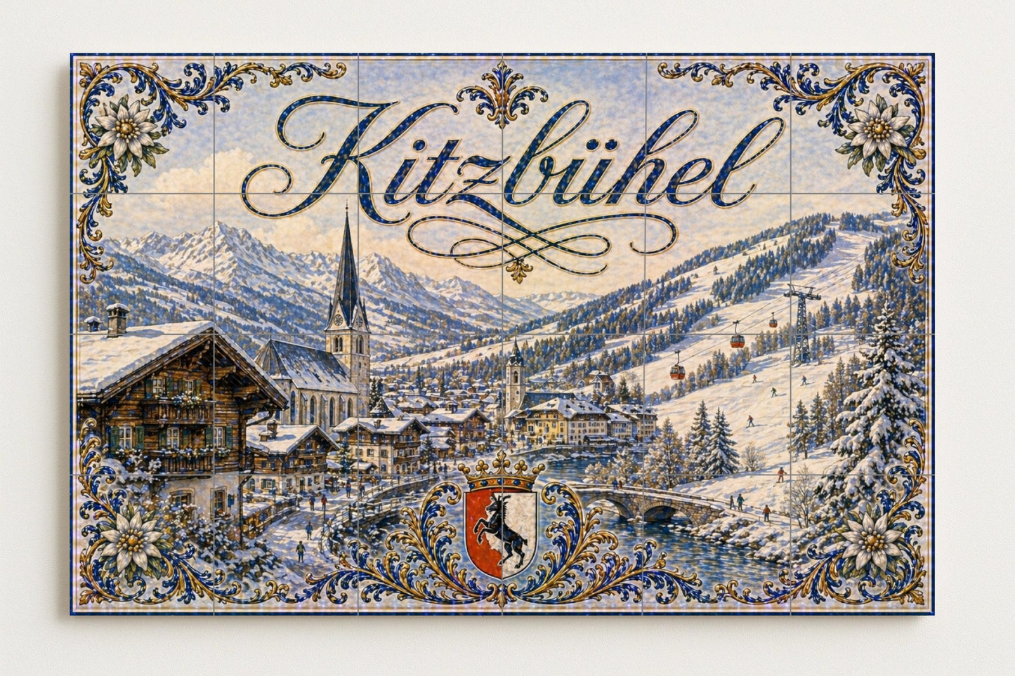 Fresque en Carrelage Kitzbühel, Austria, estación de esquí alpina — Paysage Urbain en Carreaux
