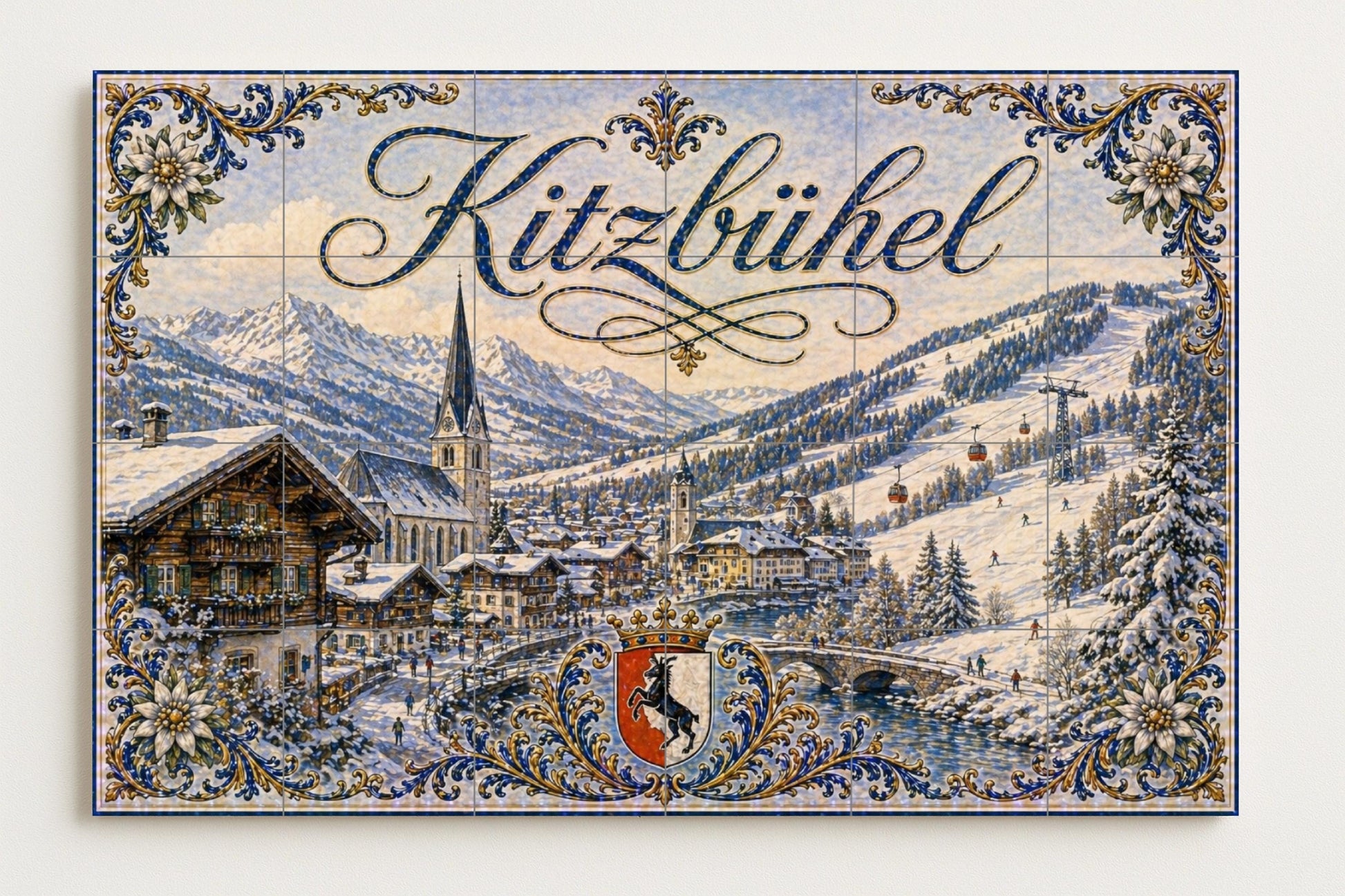 Fresque en Carrelage Kitzbühel, Austria, estación de esquí alpina — Paysage Urbain en Carreaux