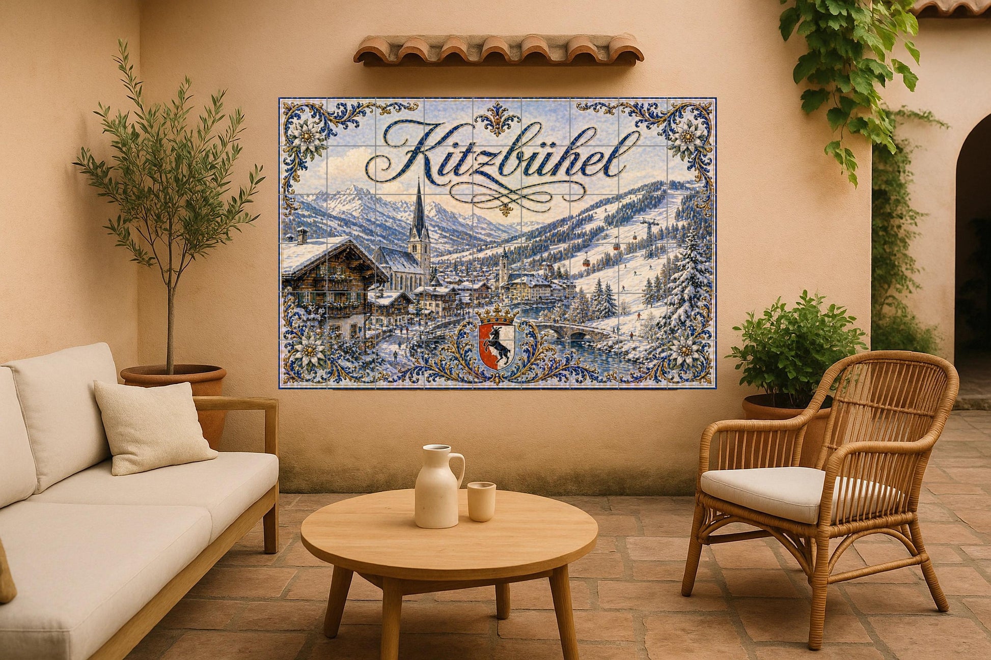 Fresque en Carrelage Kitzbühel, Austria, estación de esquí alpina — Paysage Urbain en Carreaux