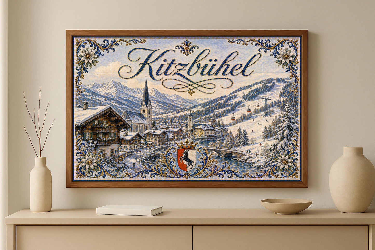 Fresque en Carrelage Kitzbühel, Austria, estación de esquí alpina — Paysage Urbain en Carreaux
