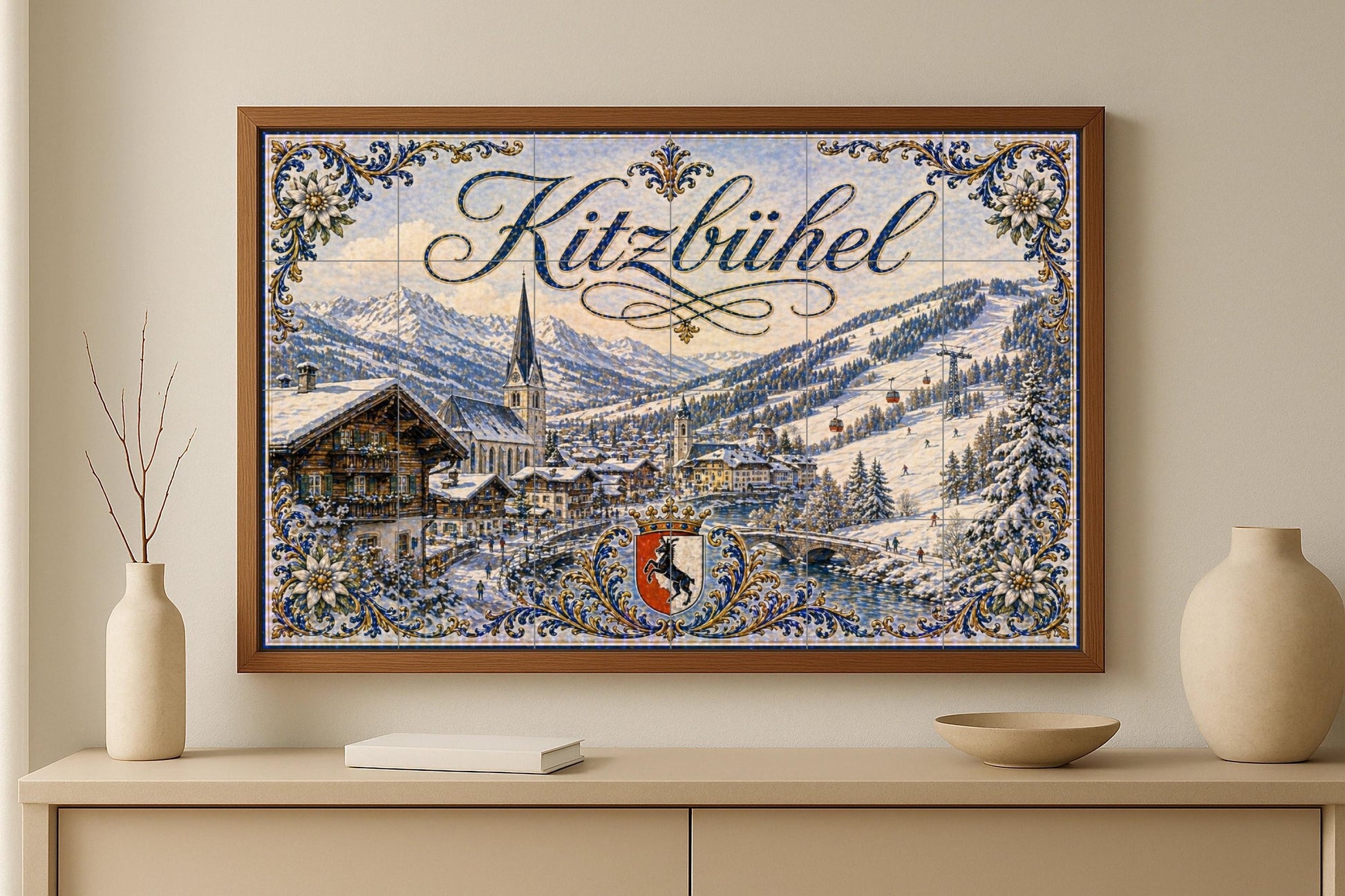 Fresque en Carrelage Kitzbühel, Austria, estación de esquí alpina — Paysage Urbain en Carreaux