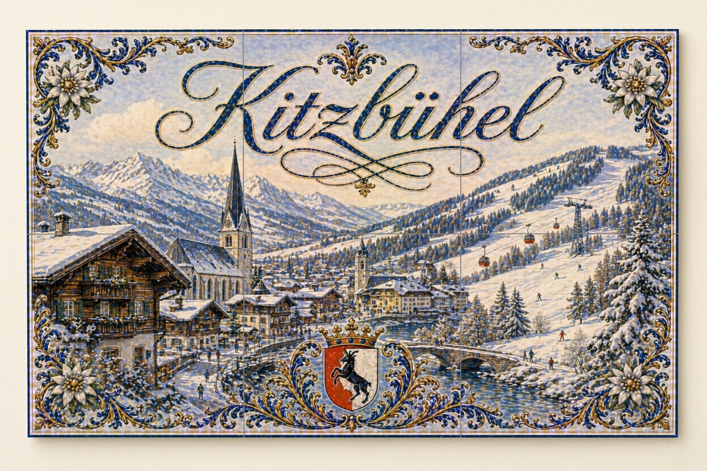 Fresque en Carrelage Kitzbühel, Austria, estación de esquí alpina — Paysage Urbain en Carreaux