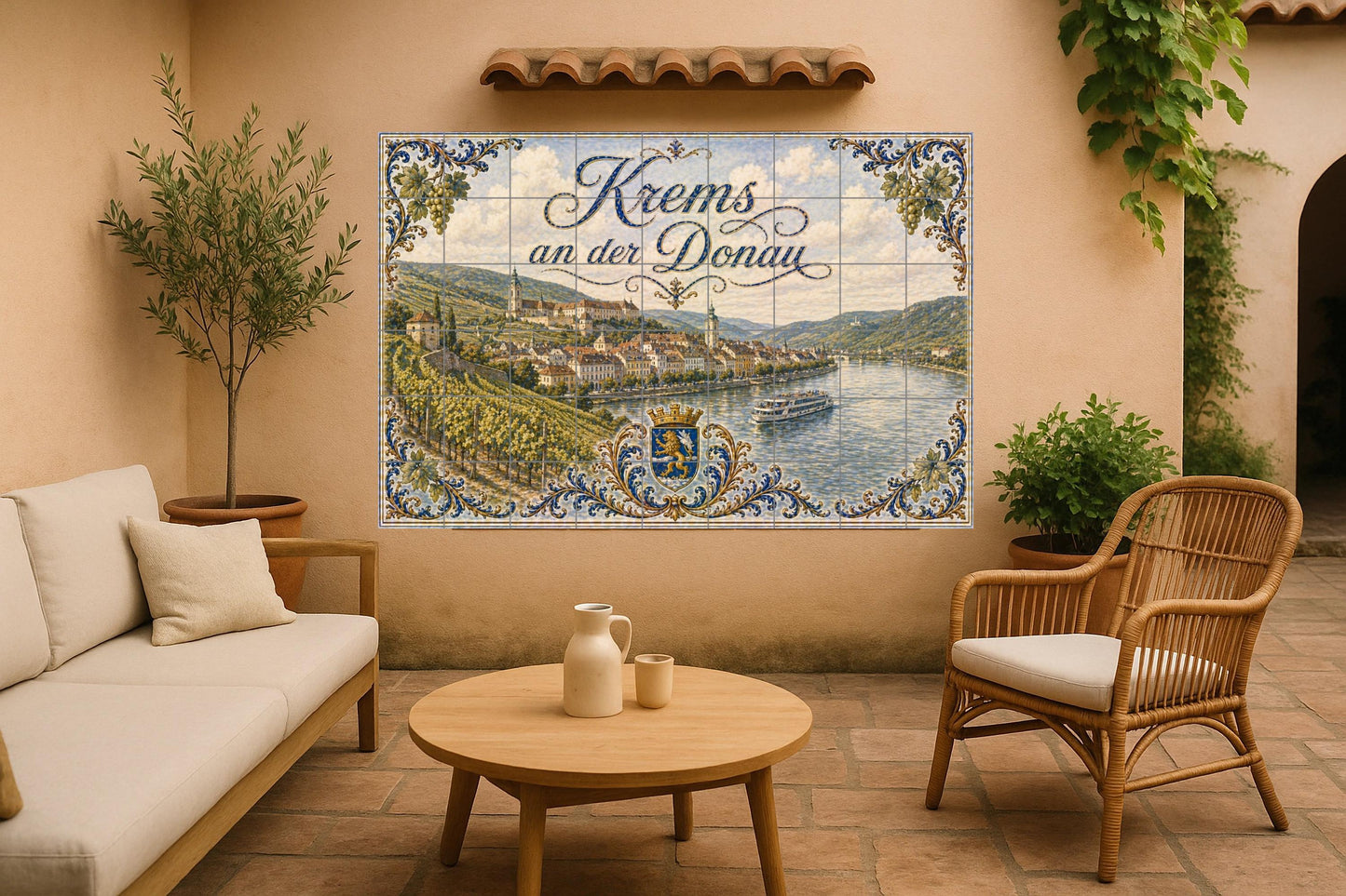 Mural de azulejos de cerámica de Krems an der Donau, arte mural de…