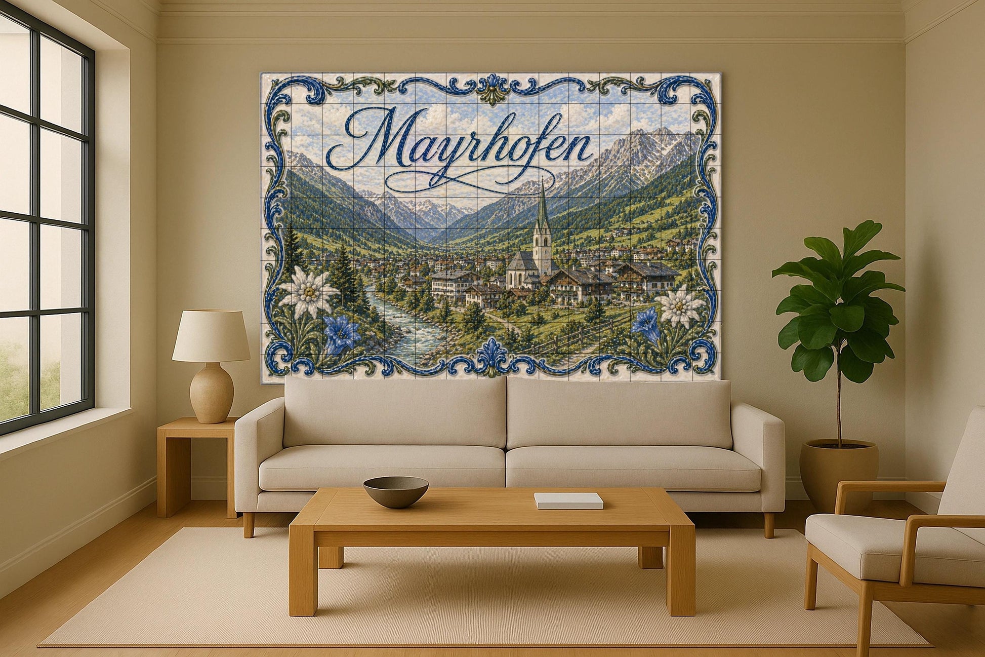 Mayrhofen, Austria, decoración de pared · Ceramic Wall Mural — City & Landmark Art