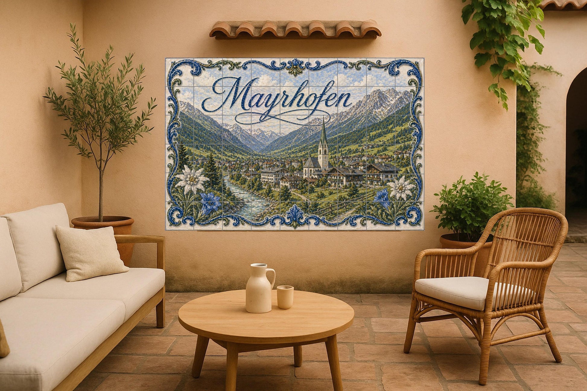 Mayrhofen, Austria, decoración de pared · Ceramic Wall Mural — City & Landmark Art