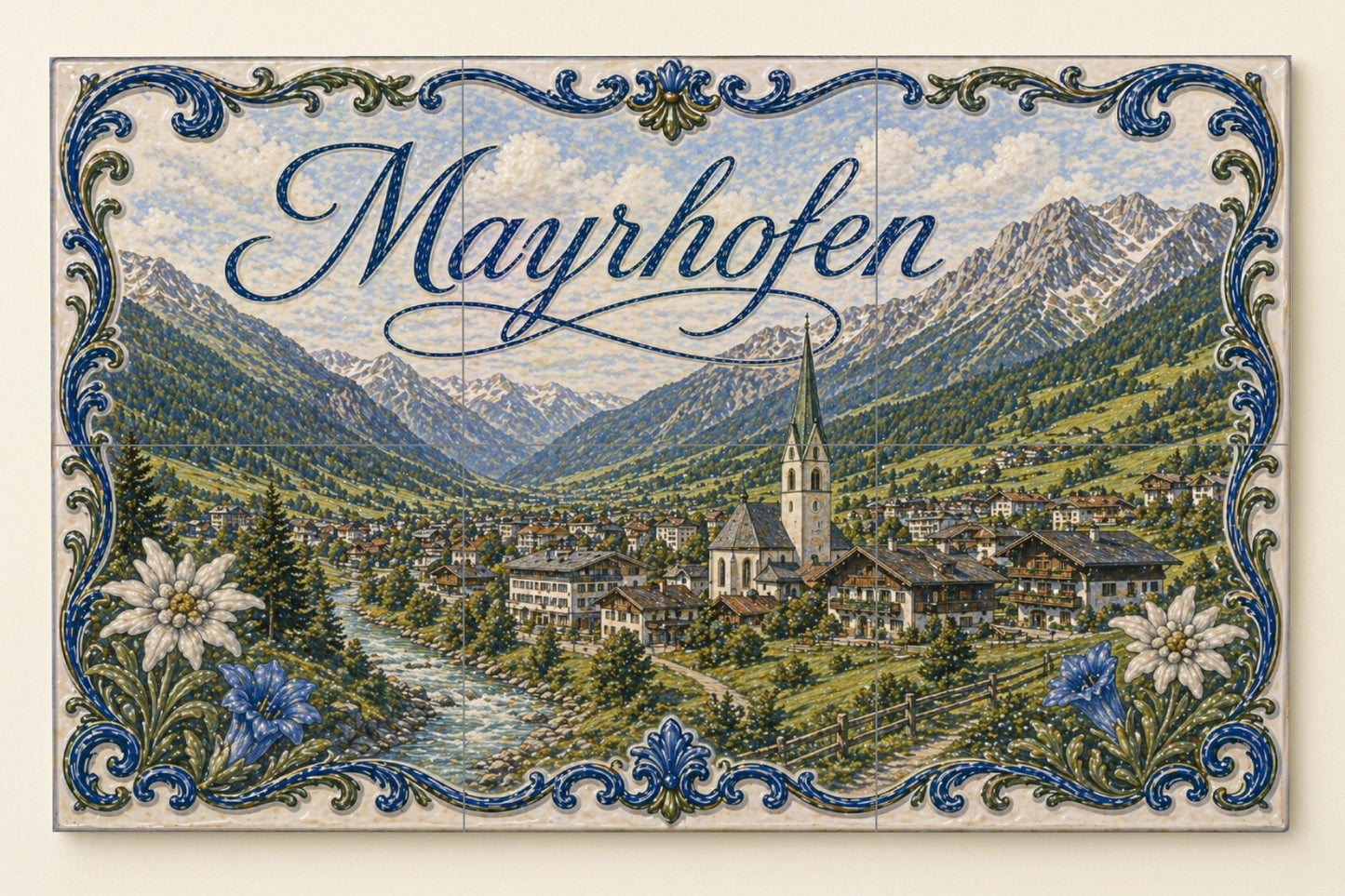 Mayrhofen, Austria, decoración de pared · Ceramic Wall Mural — City & Landmark Art