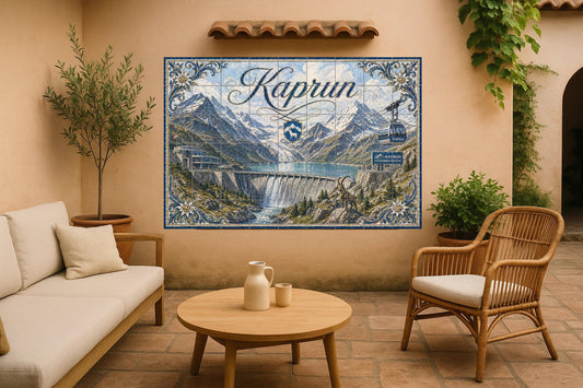 Mural de azulejos de cerámica de Kaprun, Austria