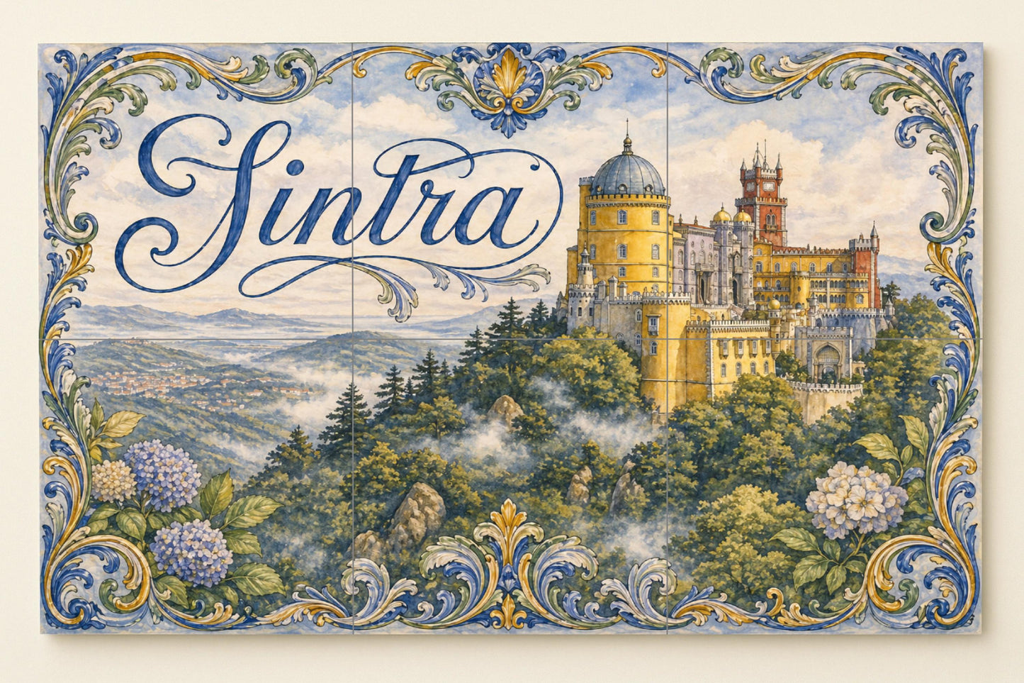 Sintra, Portugal, Palacio da Pena y decoraci · Keramik-Wandbild — Reise-Wanddekor