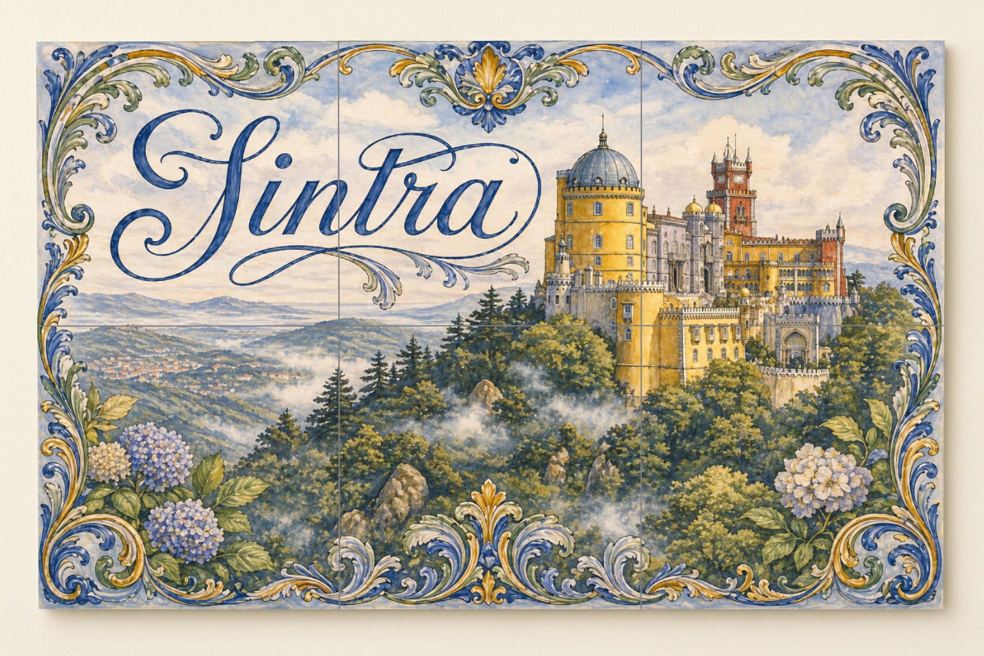 Sintra, Portugal, Palacio da Pena y decoraci · Keramik-Wandbild — Reise-Wanddekor