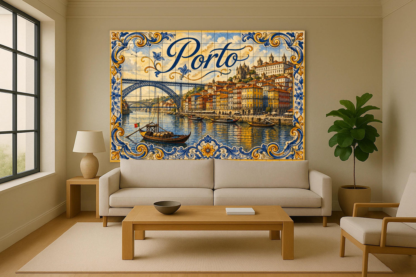 Porto Portugal, decoración de la pared del río · Fresque Céramique — Décor Mural Voyage