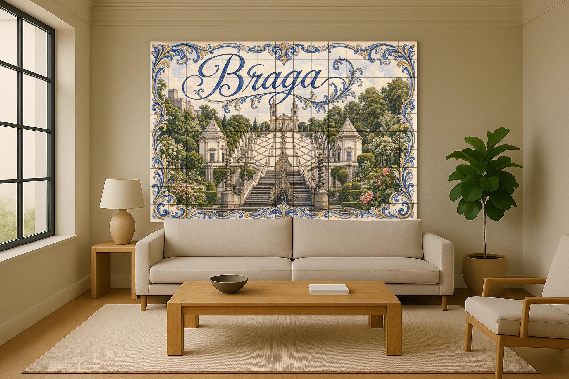 Mural de azulejos de cerámica de Braga, Portugal, Santuario de Bom…