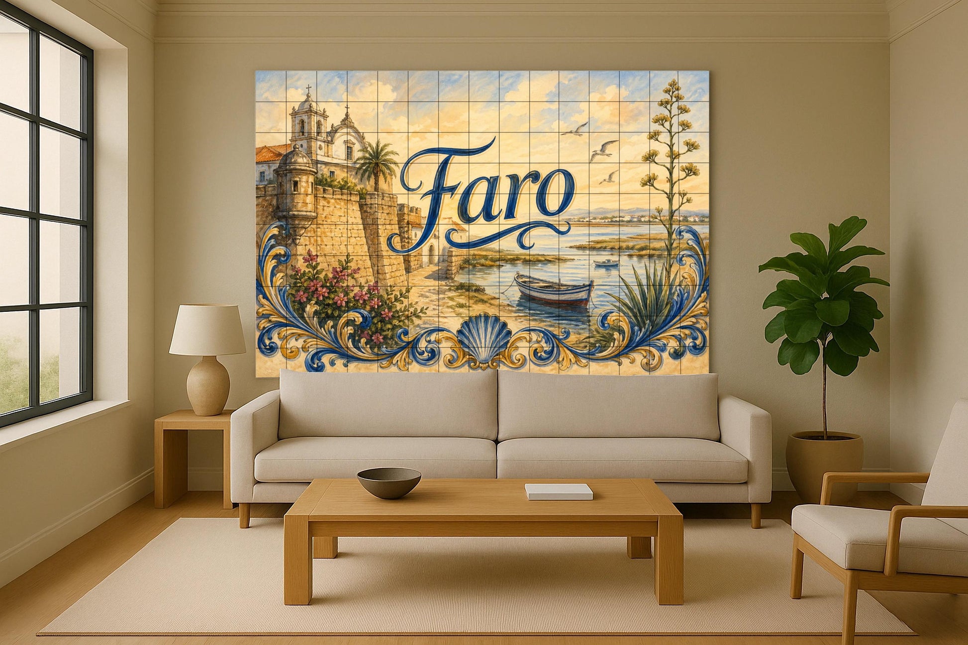 Faro, Portugal, decoración de pared · Fresque Céramique — Art Populaire et Ornemental