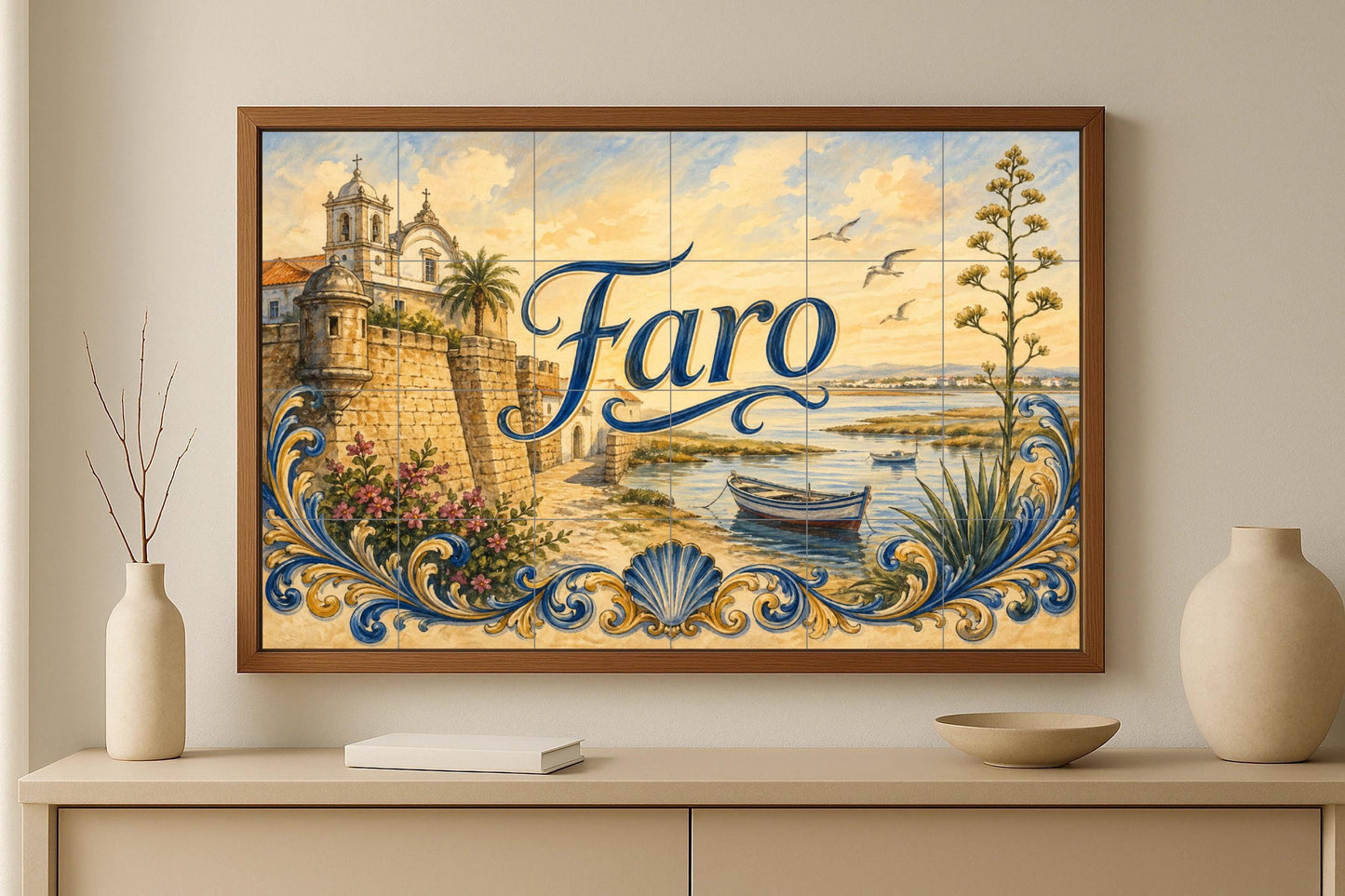 Faro, Portugal, decoración de pared · Fresque Céramique — Art Populaire et Ornemental