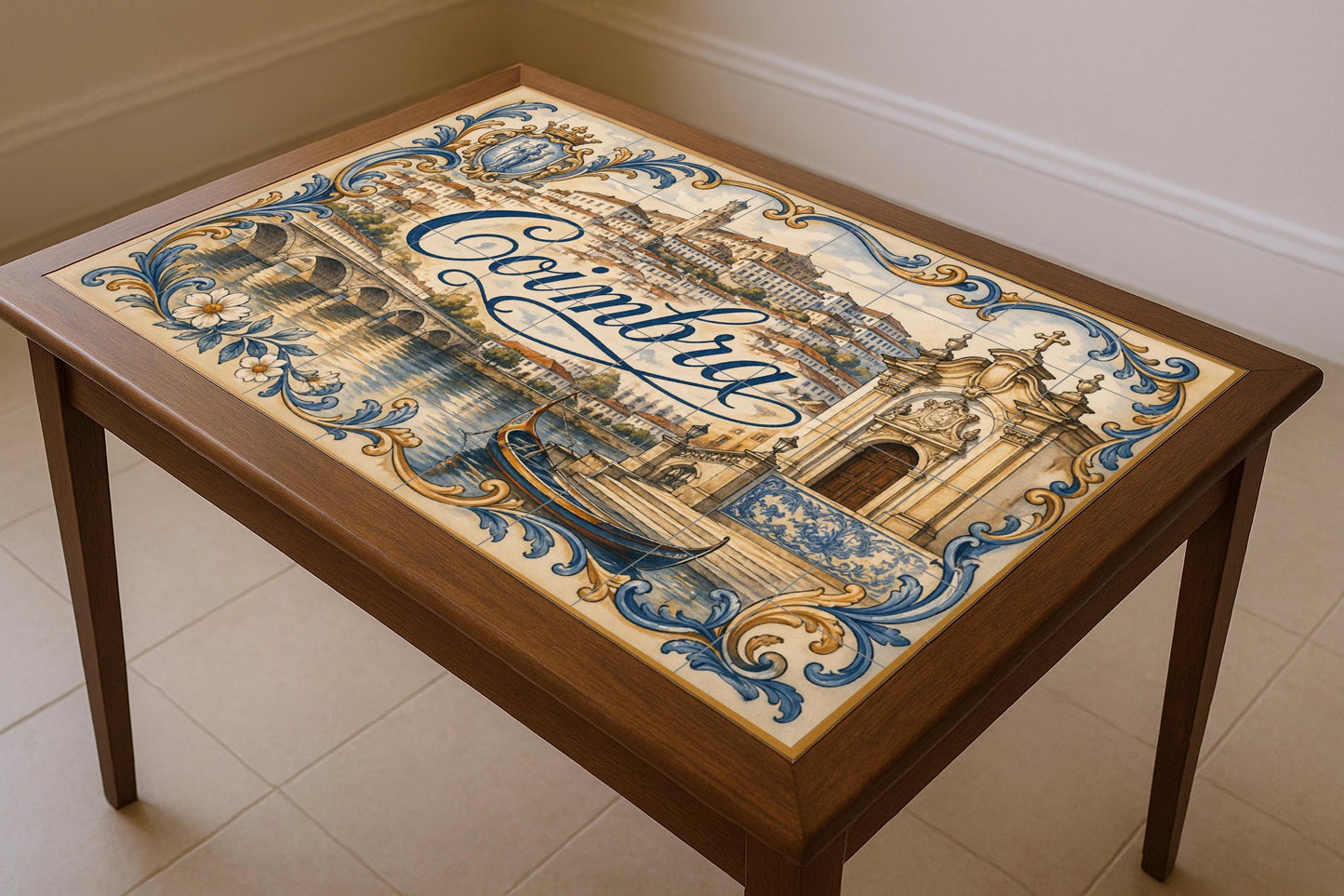 Mural de azulejos de cerámica de Coimbra, Portugal, decoración de la…