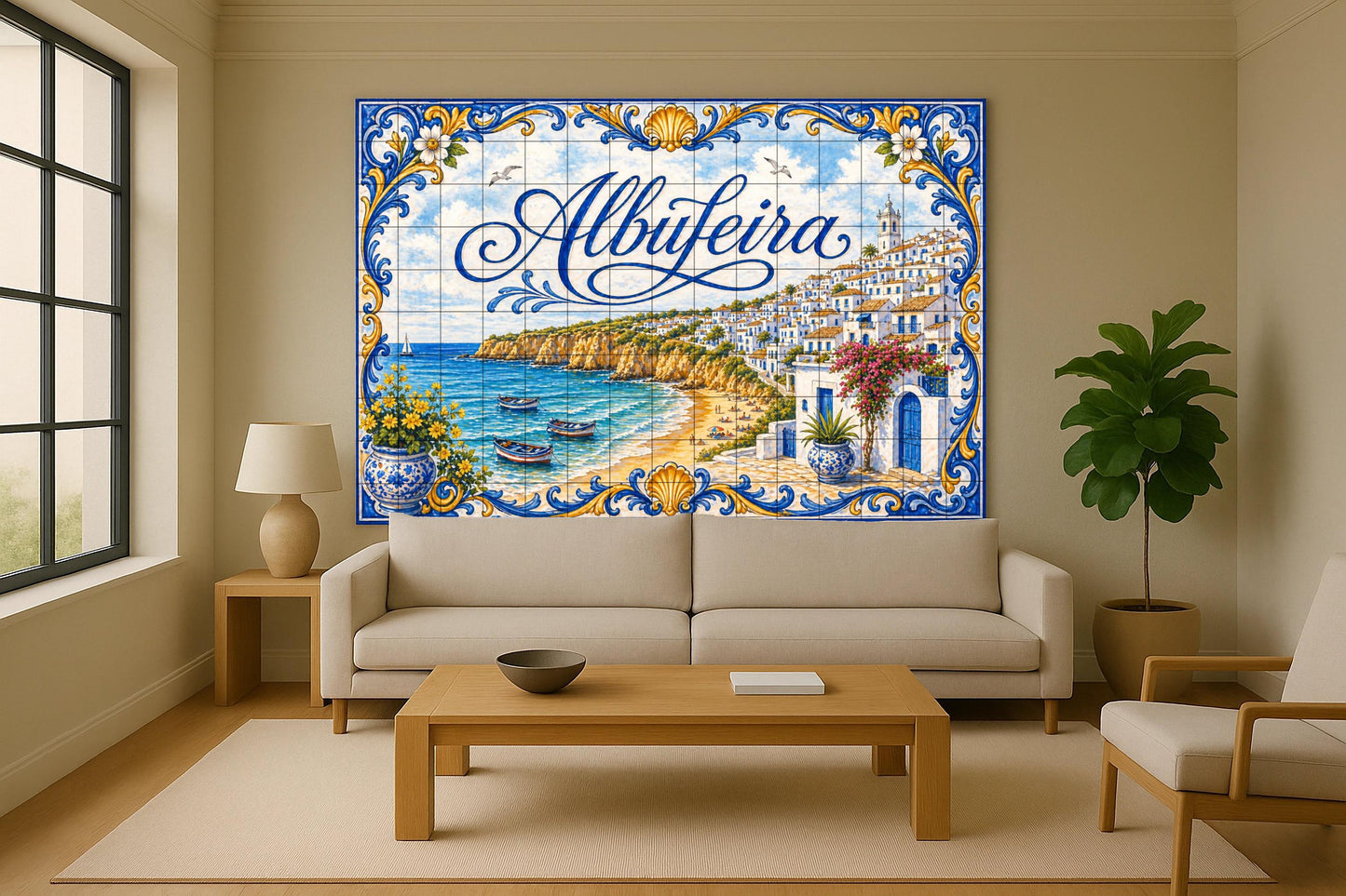Albufeira, Portugal, Village Coastal of the Alga · Ceramic Wall Mural — City & Landmark Art